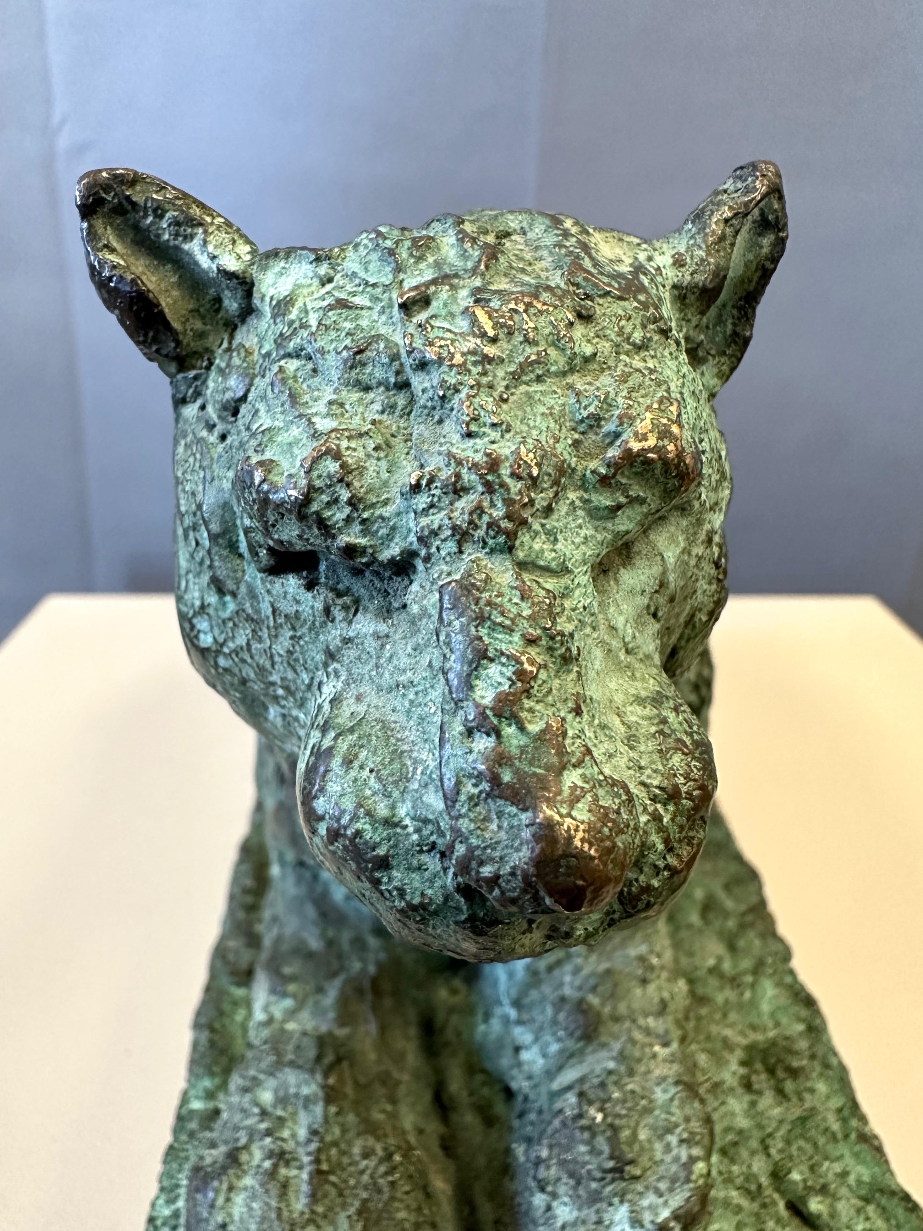 Bruce Hasson Verdigris Bronze Puma-Skulptur, signiert und nummeriert, Anfang der 2000er Jahre im Angebot 11