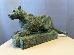 Bruce Hasson Verdigris Bronze Puma Sculpture, Signed and Numbered, Early 2000s