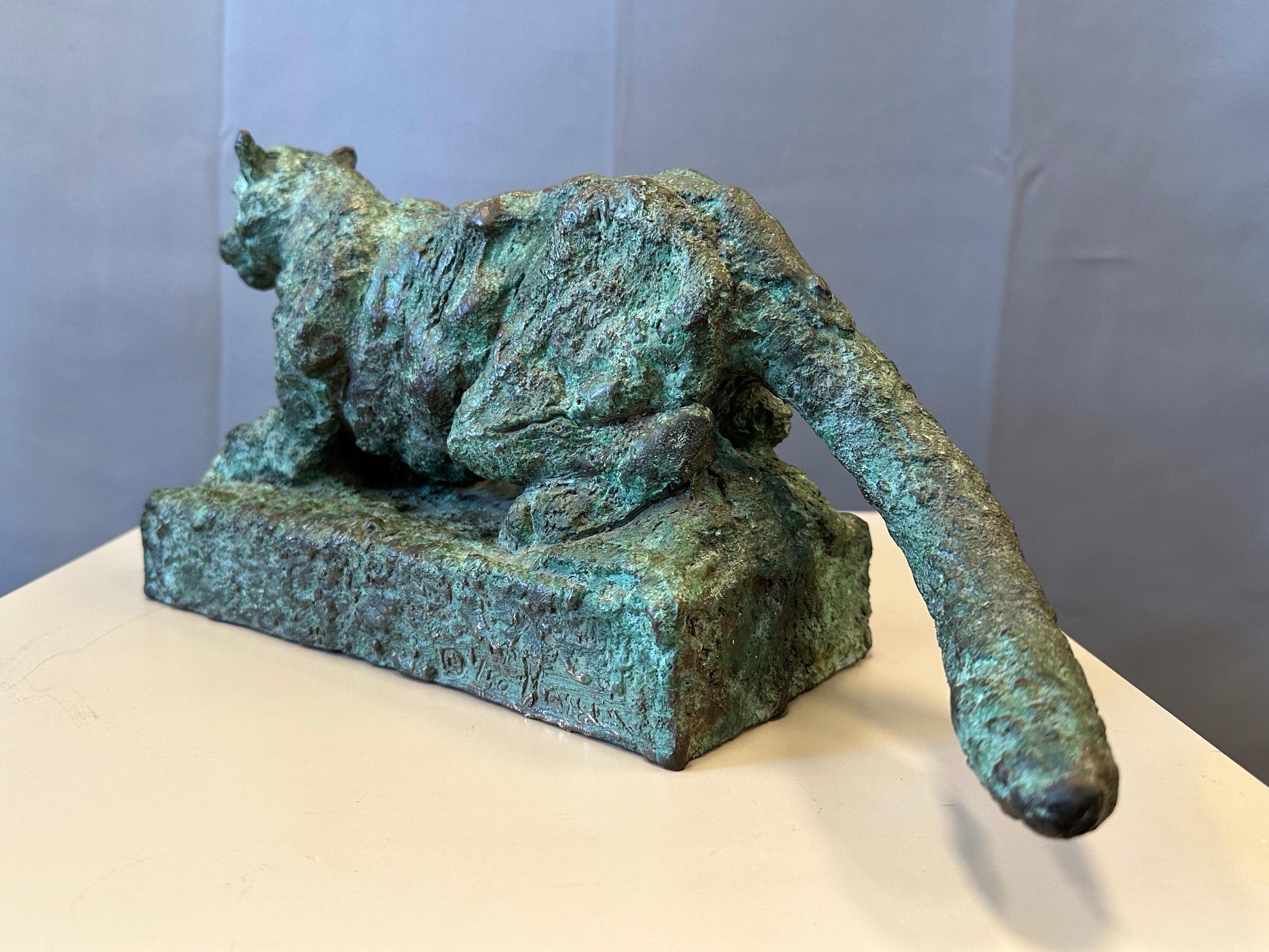 American Bruce Hasson Verdigris Bronze Puma Sculpture, Signed and Numbered, Early 2000s For Sale