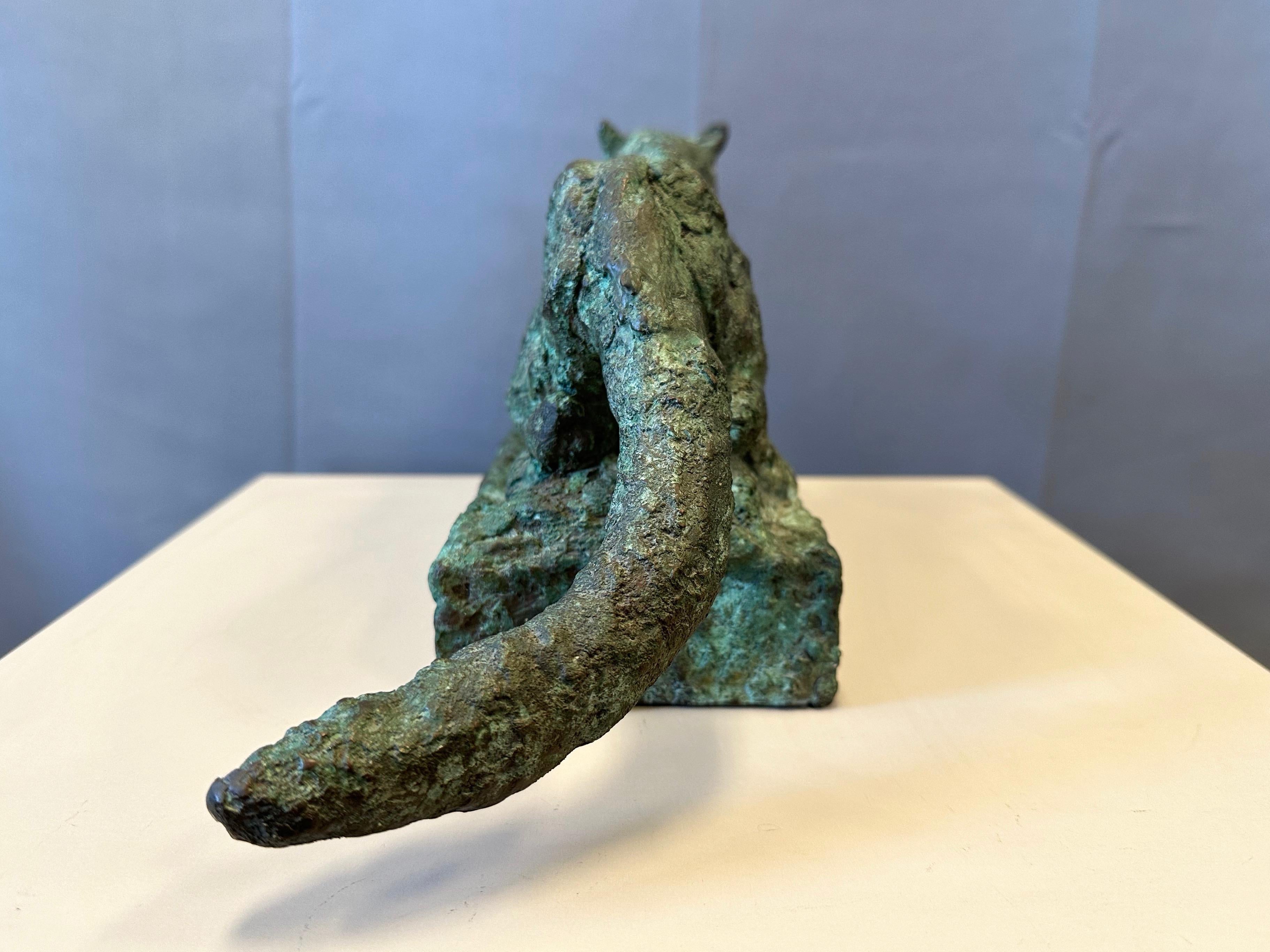 Bruce Hasson Verdigris Bronze Puma-Skulptur, signiert und nummeriert, Anfang der 2000er Jahre (Gegossen) im Angebot