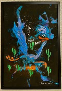 Bruce Helander Road Runner Cartone animato Pittura a tecnica mista, Glitter Florida Pop Art