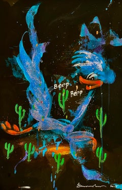 Bruce Helander Road Runner Gemälde in Mischtechnik mit Glitter Florida Pop Art