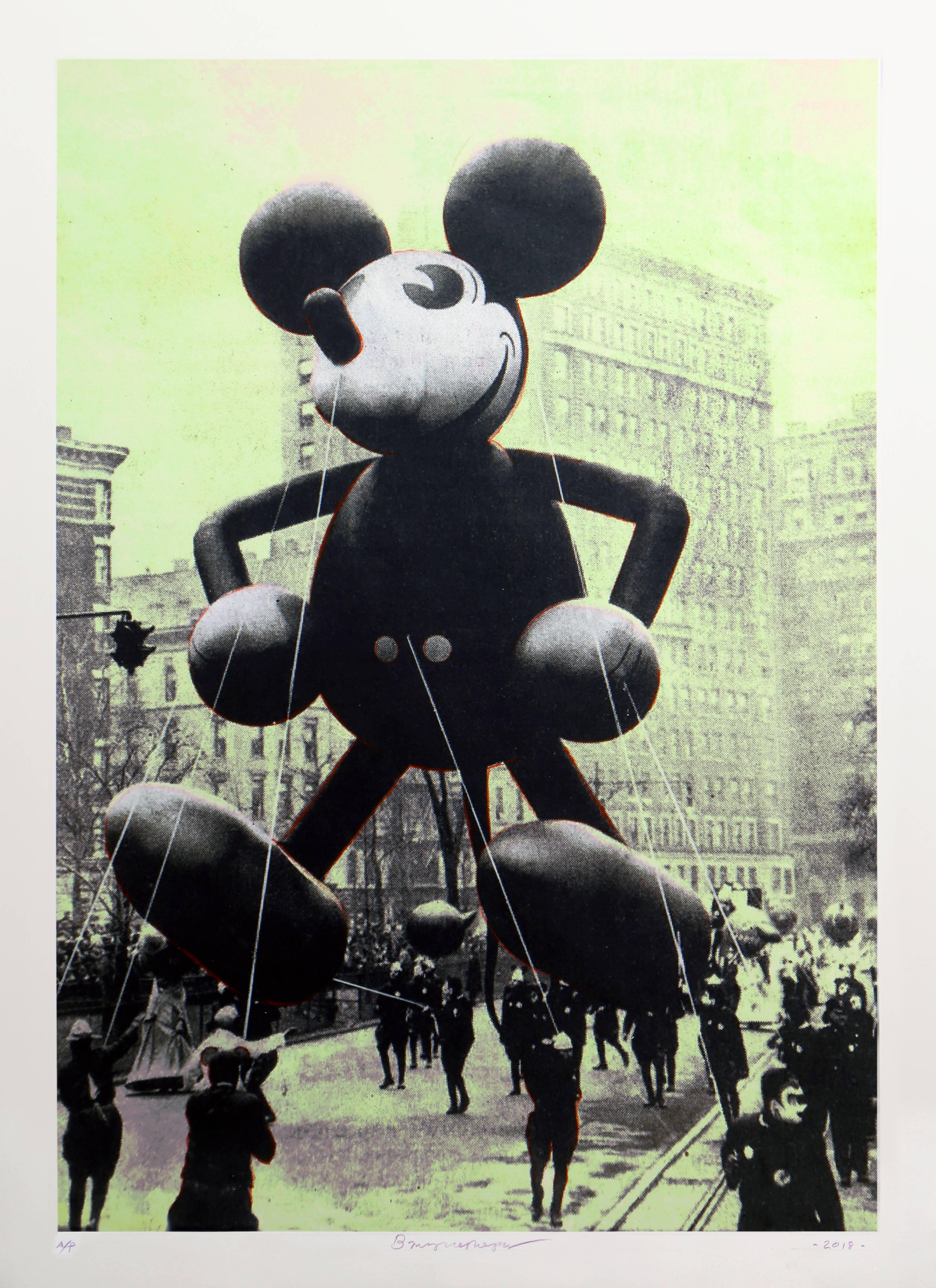 Macy's Mickey Mouse (Ltd Ed. of 10, Hand-embellished Print, Contemporary, Green) - Mixed Media Art by Bruce Helander