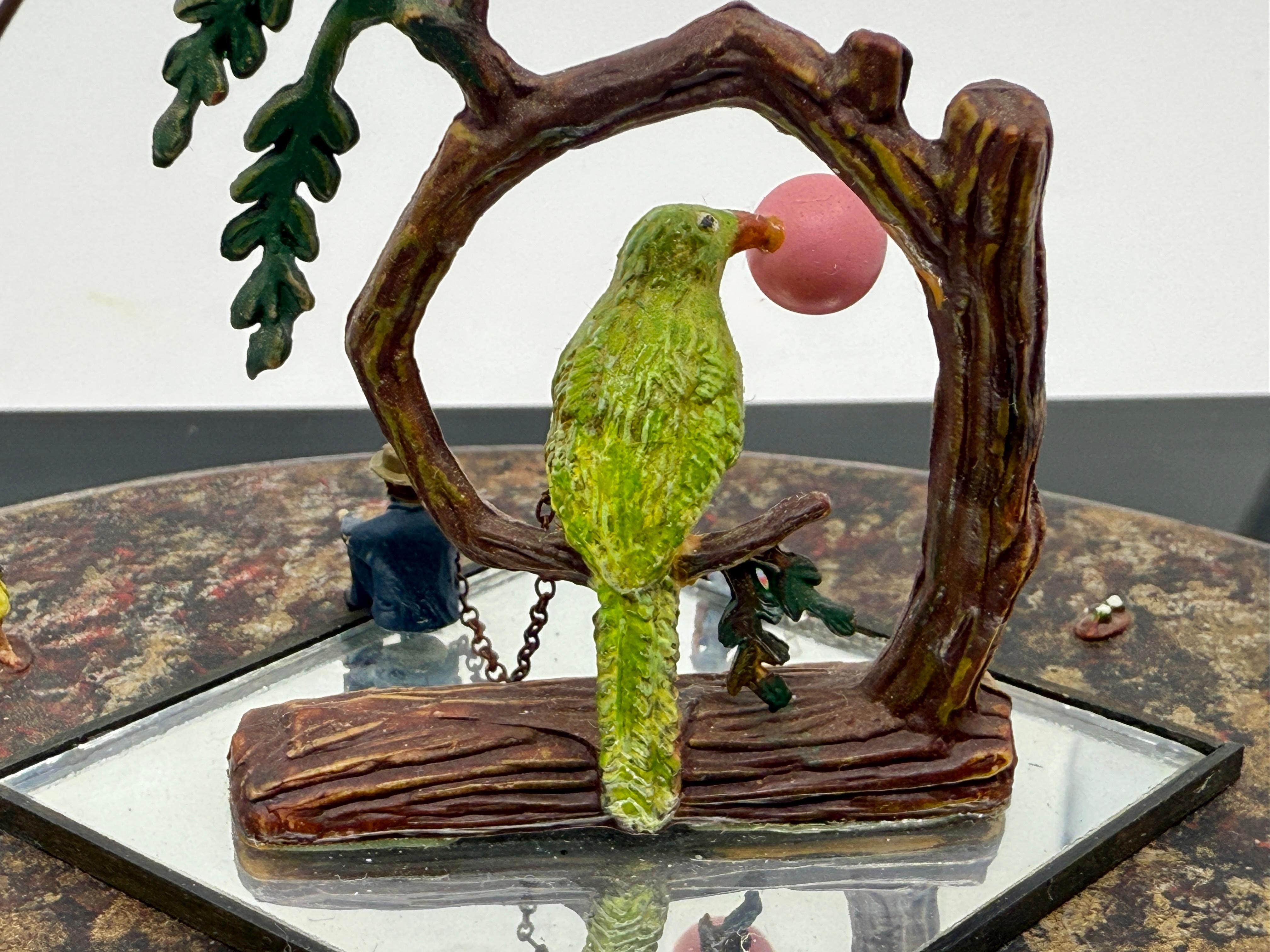 Bruce Houston Miniature Folk Art Man Chained by Parrot For Sale 4