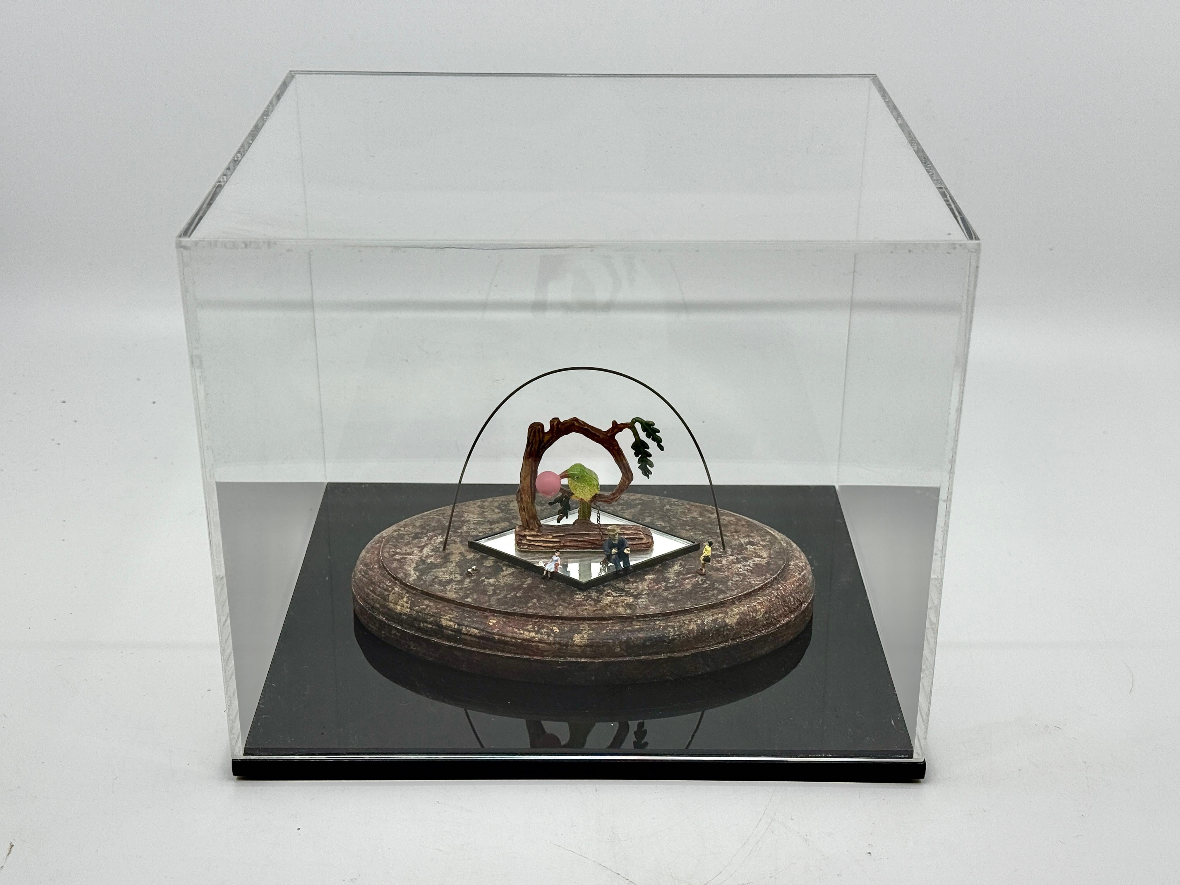 A wonderful whimsical work of art we have had for a number of years. We acquired a number of the artist’s works not long after the artist’s death in 2016. This work is not signed. It is typical of his miniatures.  This one depict a man in chains