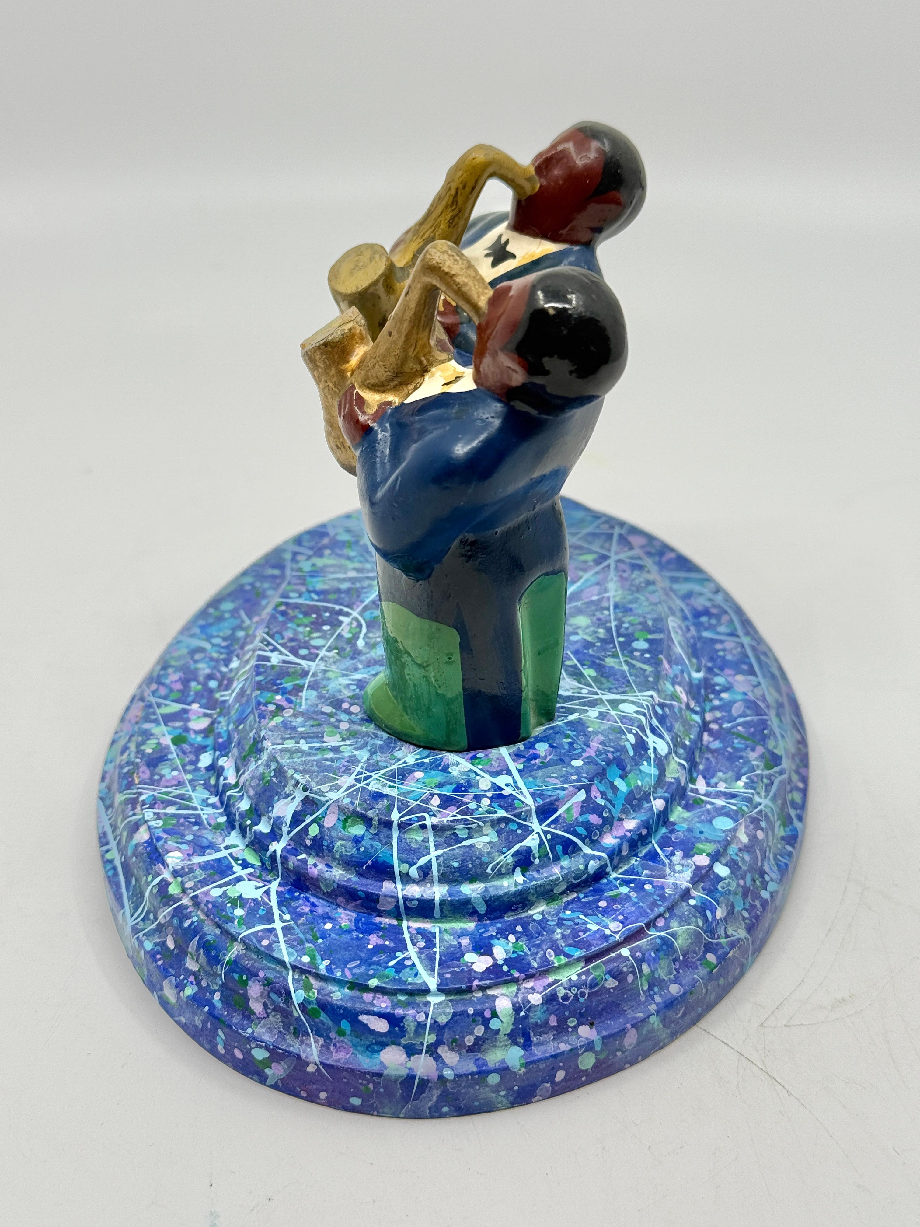 Late 20th Century Bruce Houston Saxophone Players Miniature 1997 For Sale