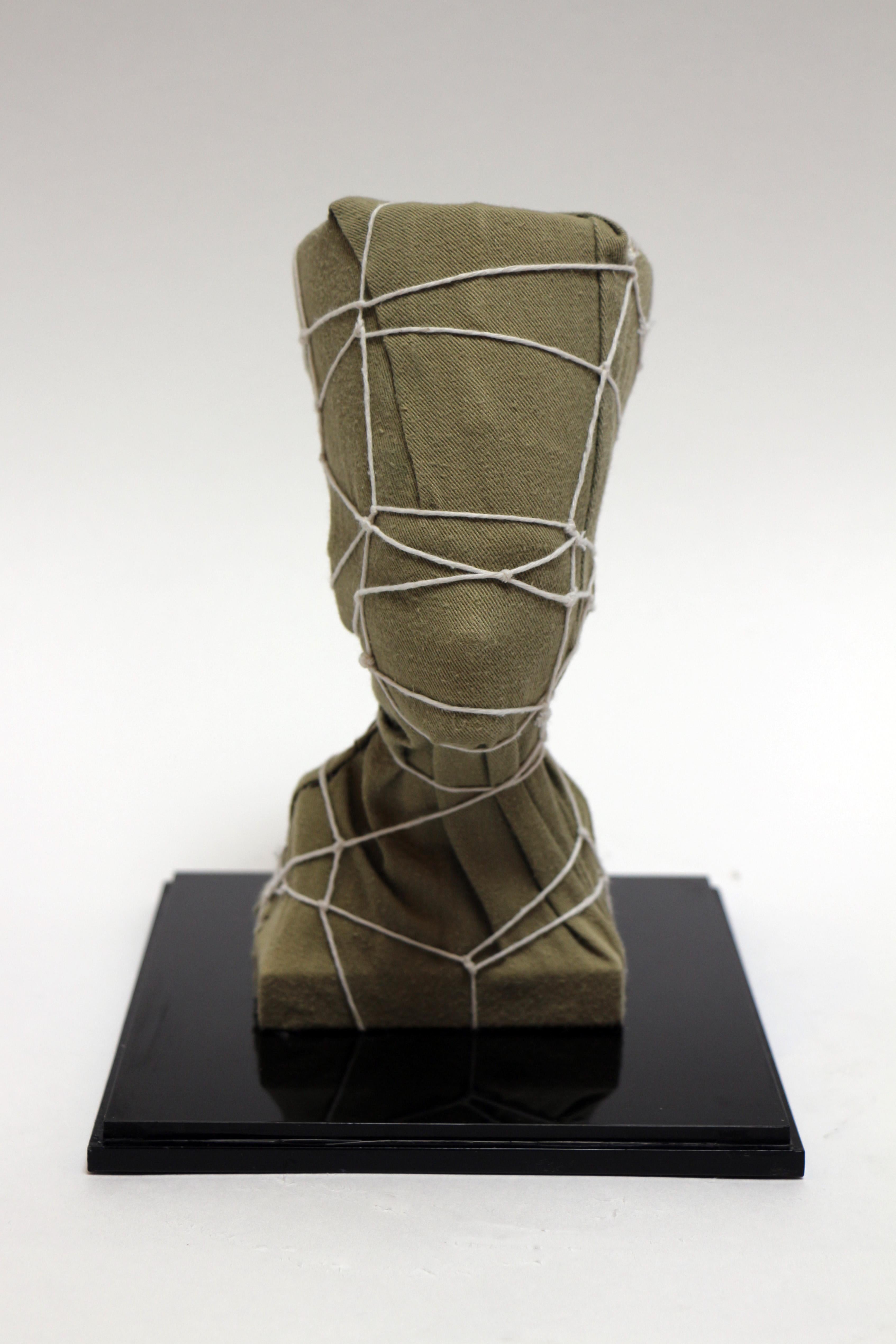 Bruce Houston Abstract Sculpture - Christo's Nefertete, statue of Nefertete with Christo themed attire