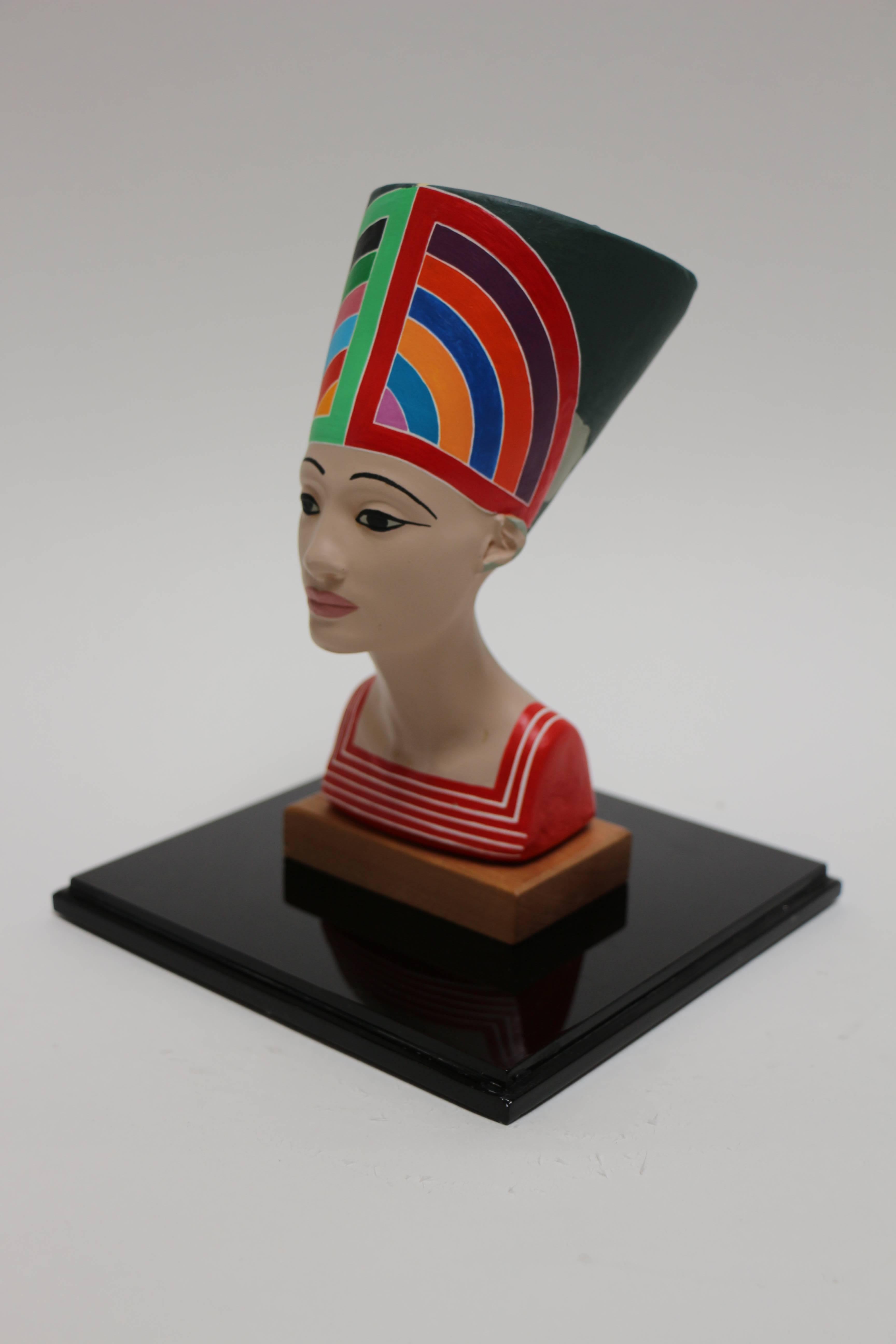 Stella's Nefertete, statue of Nefertete with Frank Stella themed attire For Sale 5