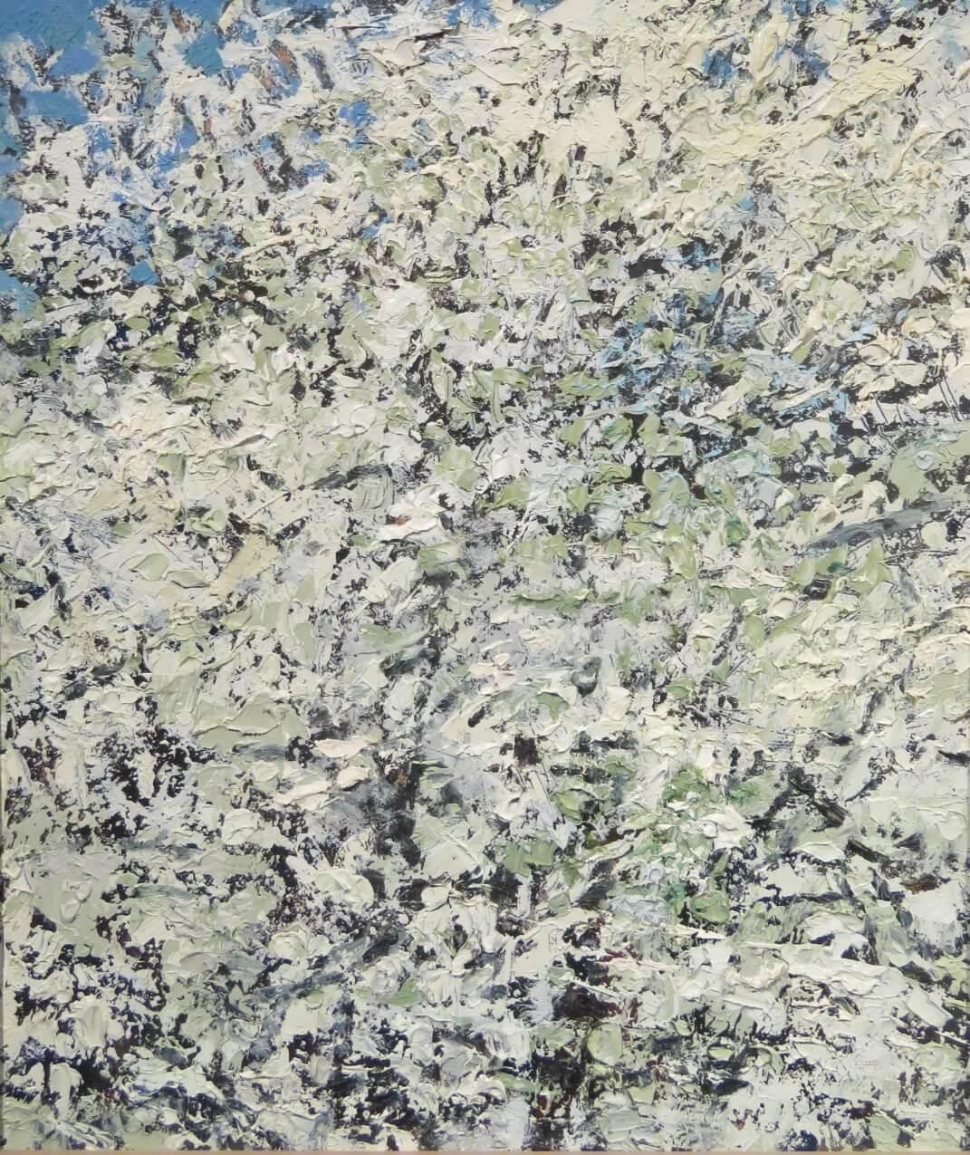 Peinture à l'huile impressionniste anglaise FLOWERING HAWTHORNS de Bruce Killeen (1926-2014) 7