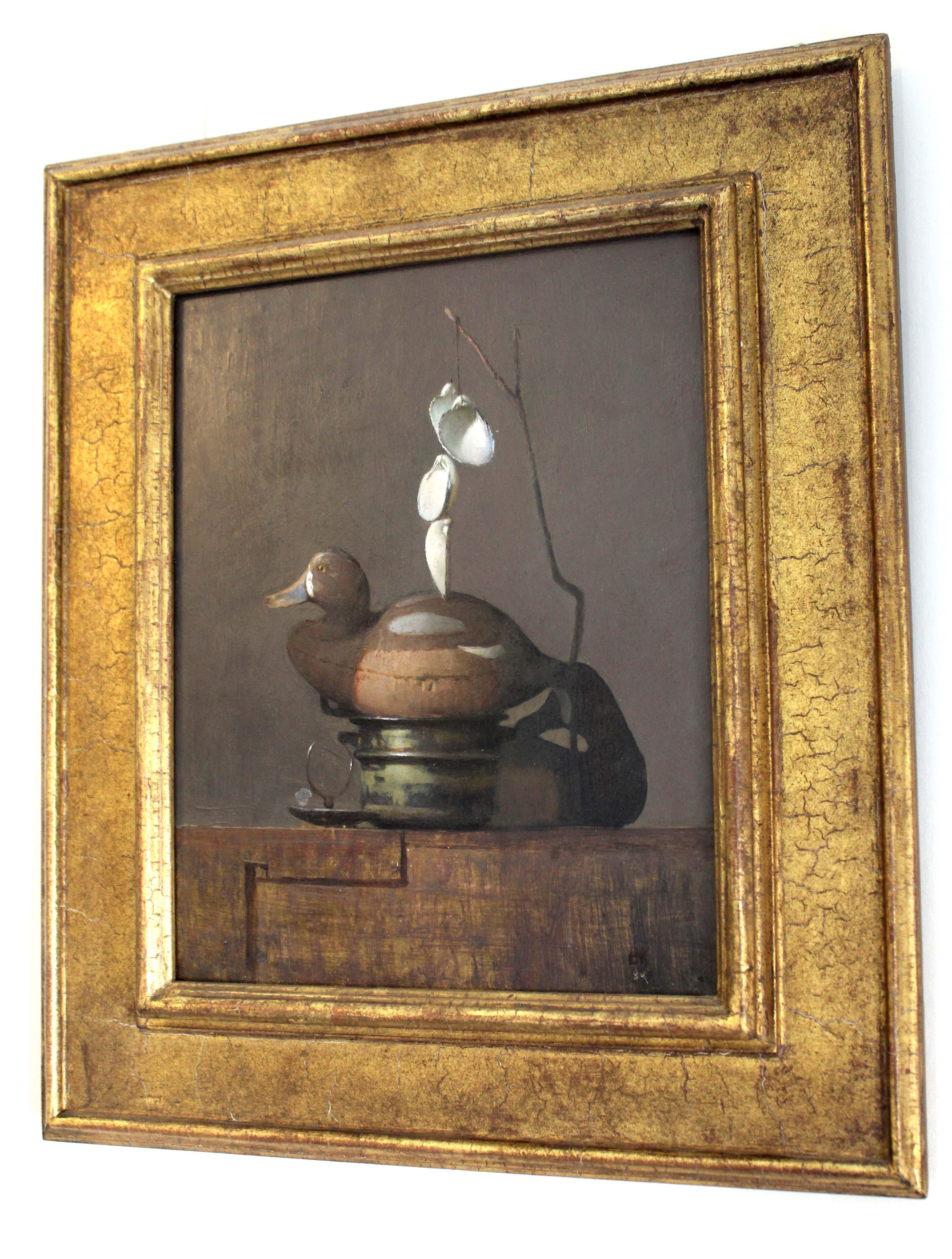 Trompe l'oeil Óleo moderno americano Bruce Kurland Pato ostra Enmarcado en venta 1