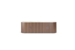 Contemporary Sideboard in Wallnut Veneere, Marble top and 4 doors.