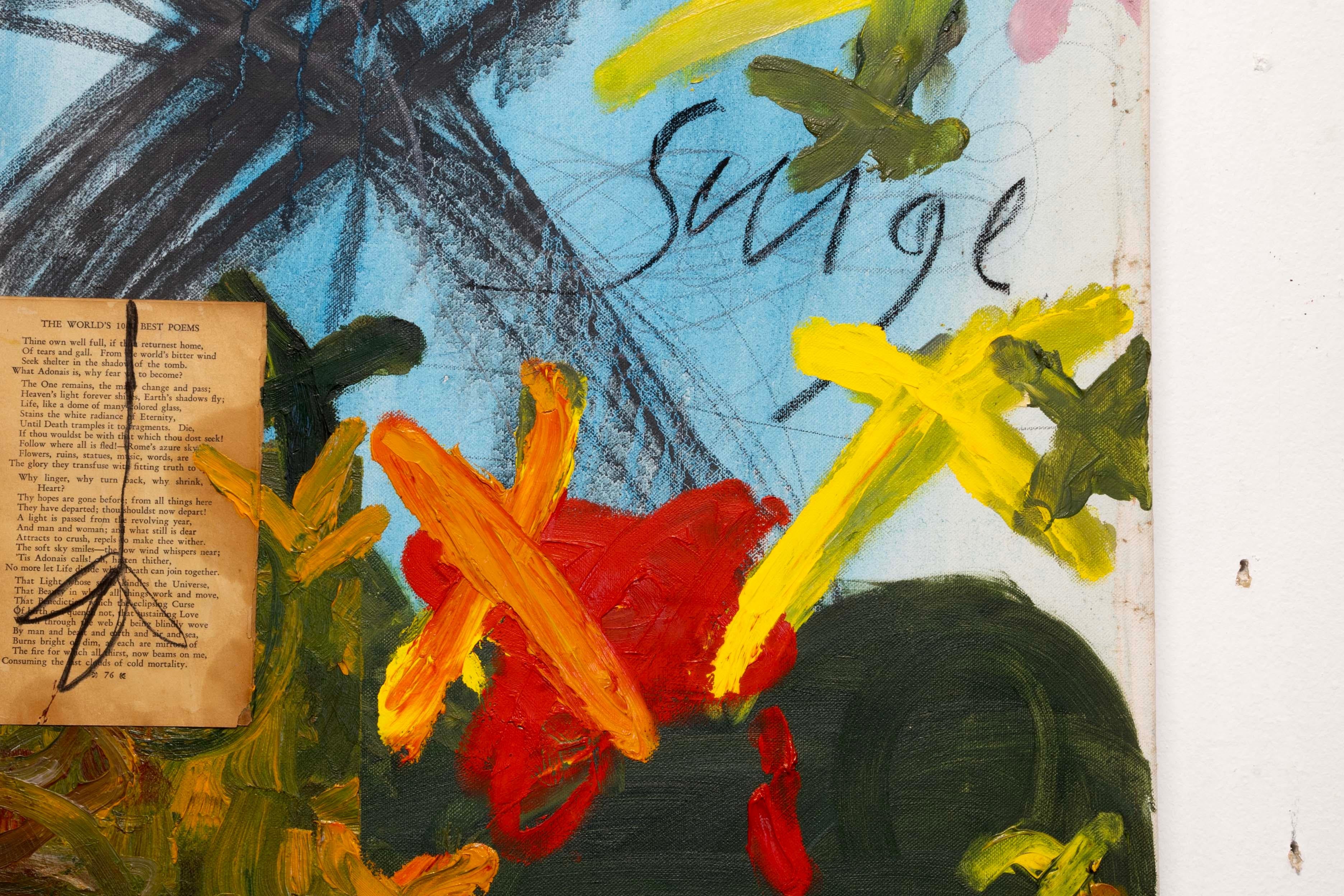 Late 20th Century Bruce McColl Signed Postmodern Abstract Expressionist Mixed Media on Canvas 1989 For Sale