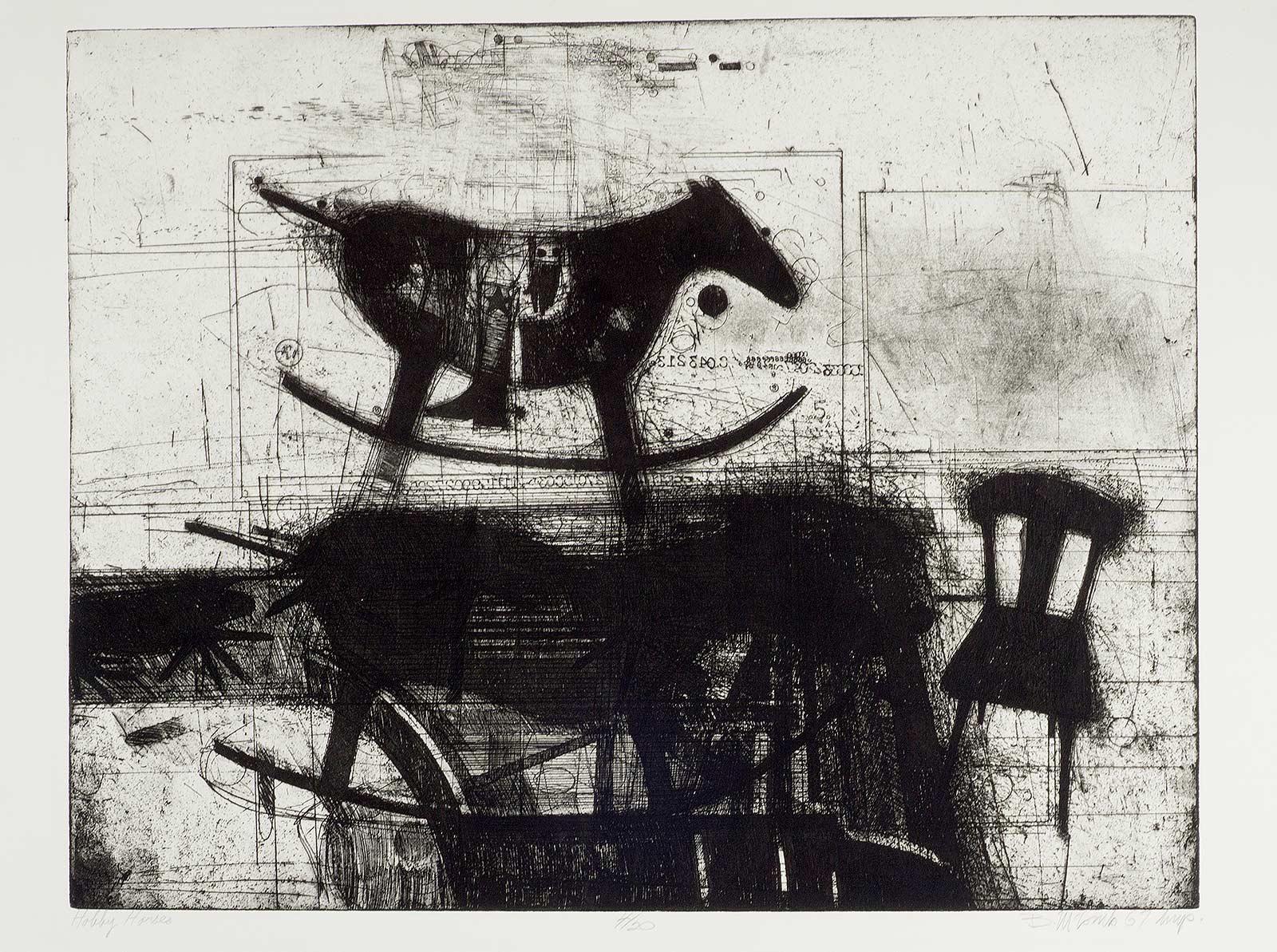 Bruce McCombs' etching and drypoint of 1967 is in the permanent collection of the Whitney Museum. This impression is #4 from an edition of only 20

Bruce McCombs (Holland, MI) is a skilled draftsmen, painter and printmaker, best known for his