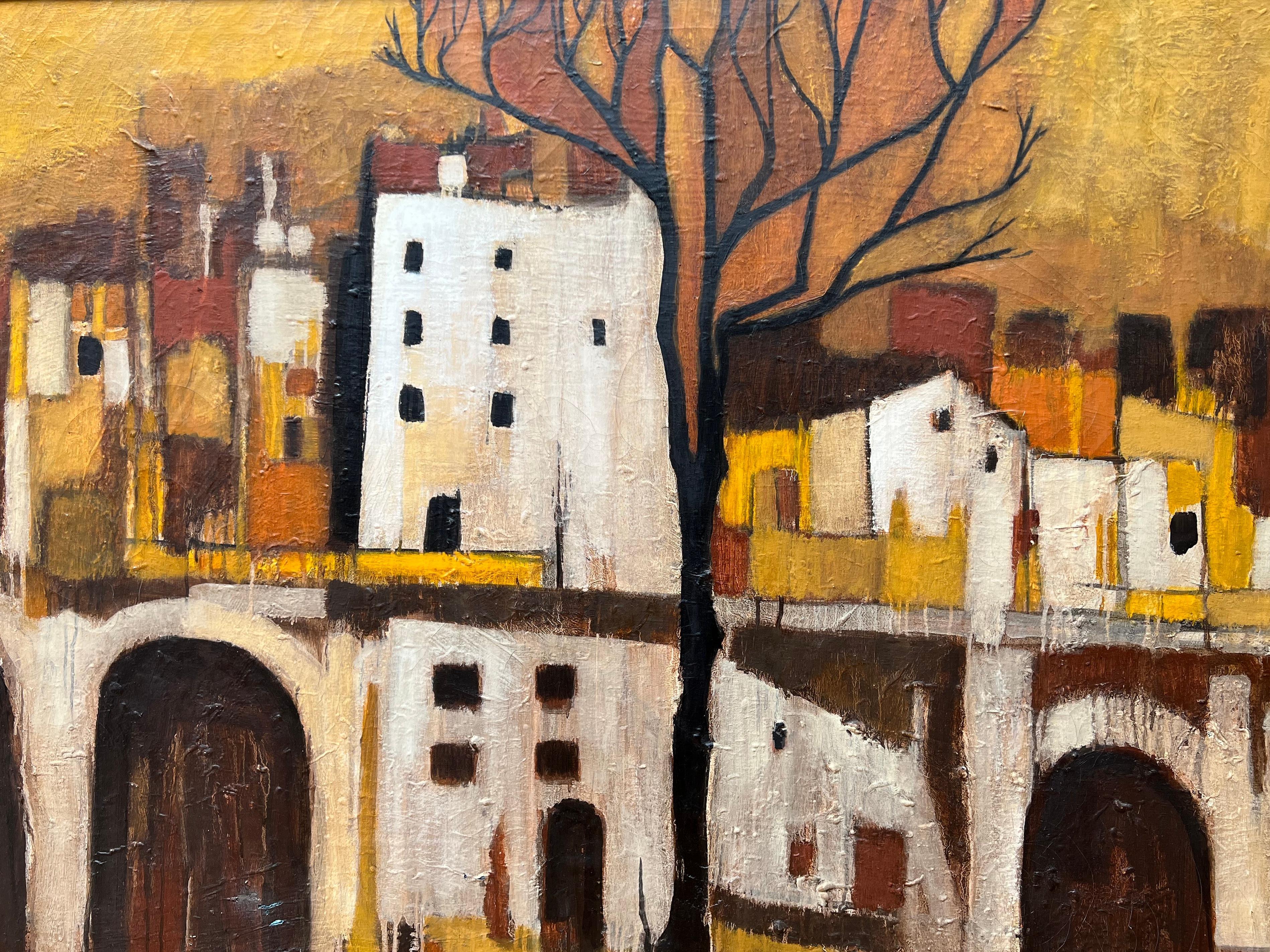 Le village d'Arno par la rivière - Peinture à l'huile de Bruce McCracken en vente 4