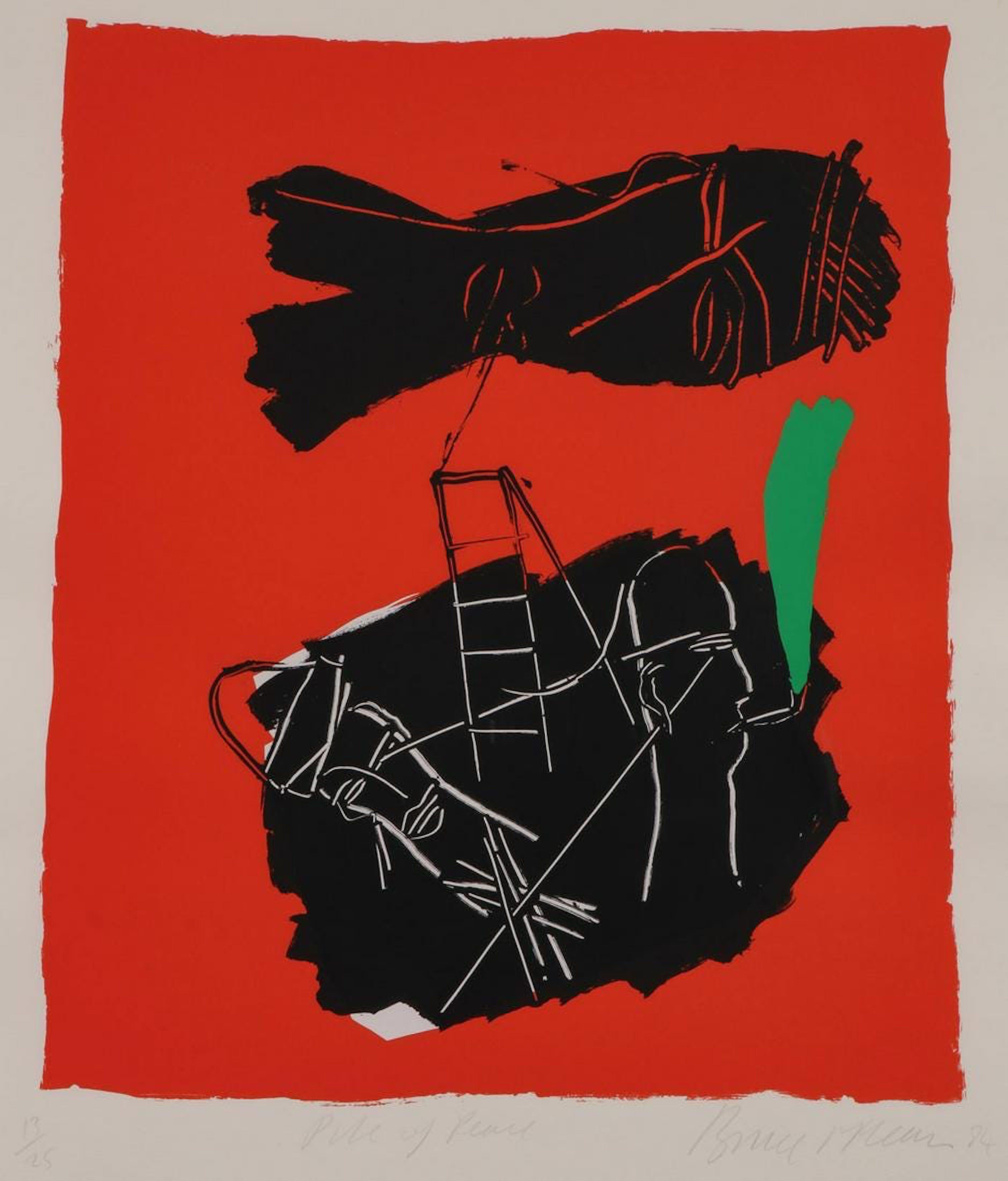 Bruce McLean Abstract Print - 1984 Large Scottish Silkscreen Print Pipe Smoke Pop Art Serigraph Bruce Mclean