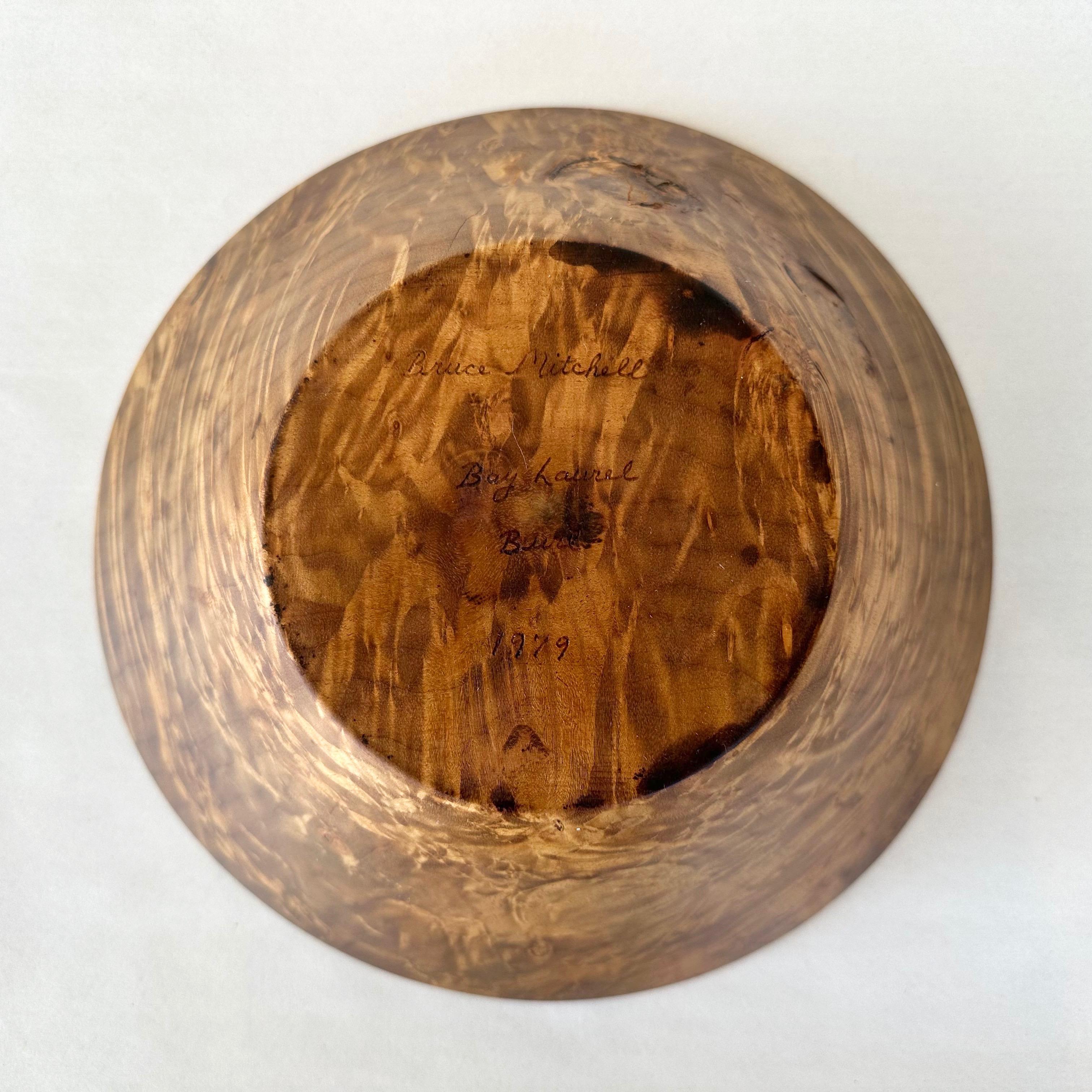 Bruce Mitchell Bay Laurel Burl Turned Wood Bowl, 1979 For Sale 7