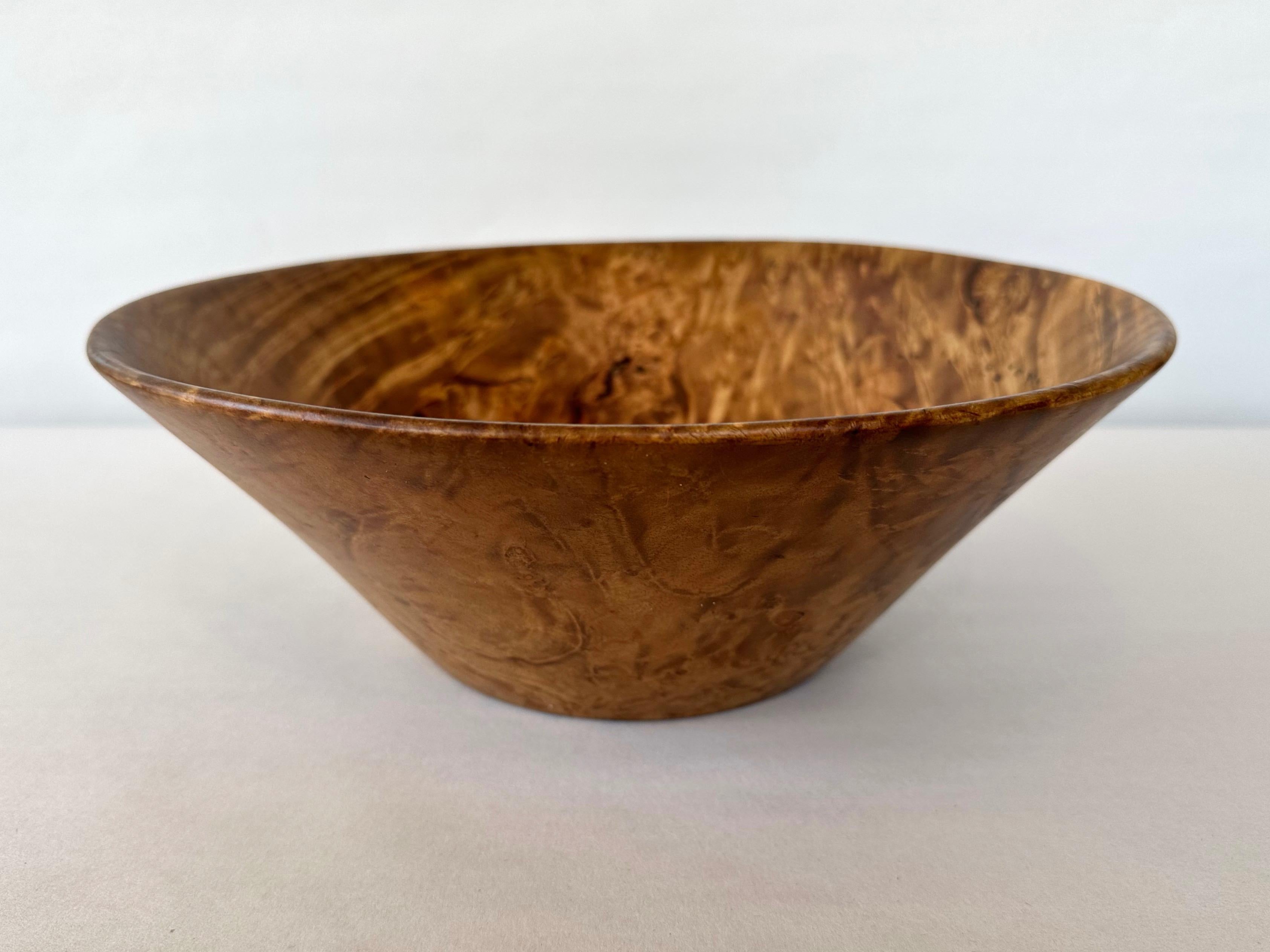 Hand-Crafted Bruce Mitchell Bay Laurel Burl Turned Wood Bowl, 1979 For Sale