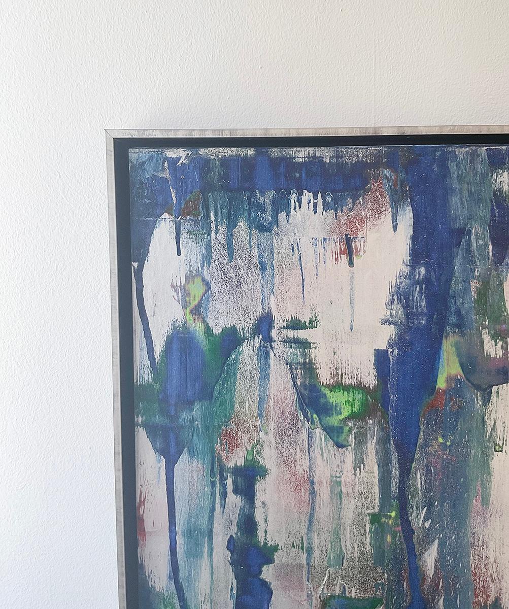 A Meeting of Demand, Art (Contemporary Blue and Silver Abstract Painting) 1