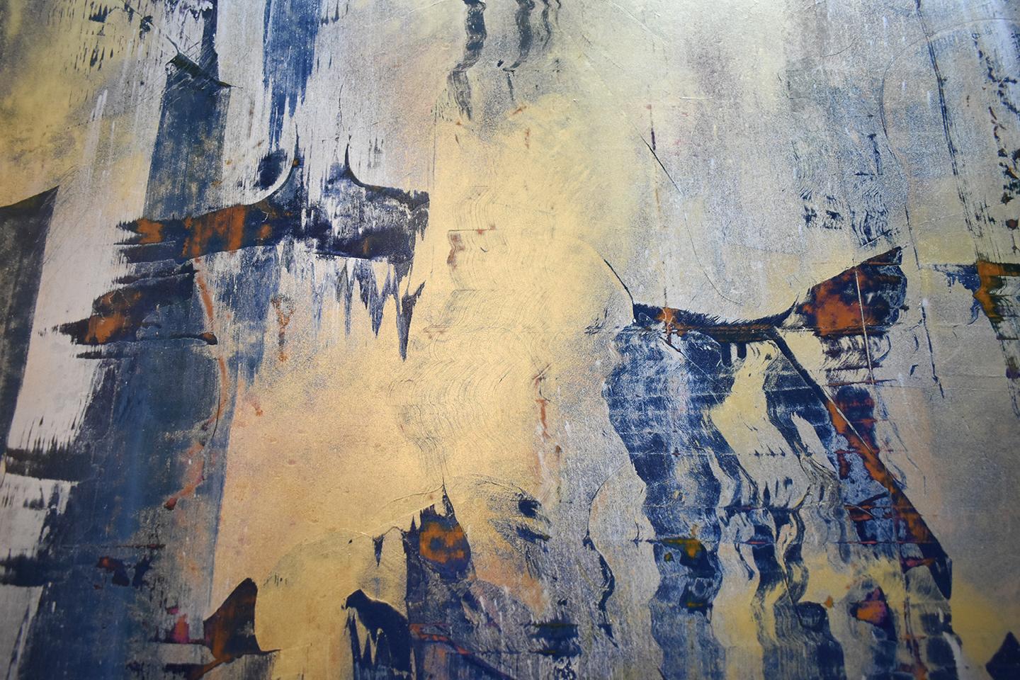 A Short Walk on the Wild Side (Abstract Work on Paper, Gold Metallic Powders) - Contemporary Painting by Bruce Murphy