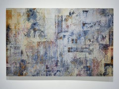 A Wind Behind the Cloud (Abstract Expressionist Painting in Blue, Gold & Gray)