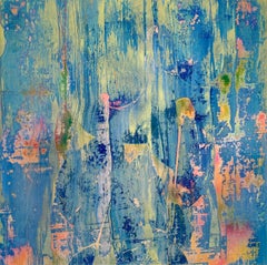 Absorbed in Brilliance (Gerhard Richter Style Abstraktes Gemälde in Blau & Teal)