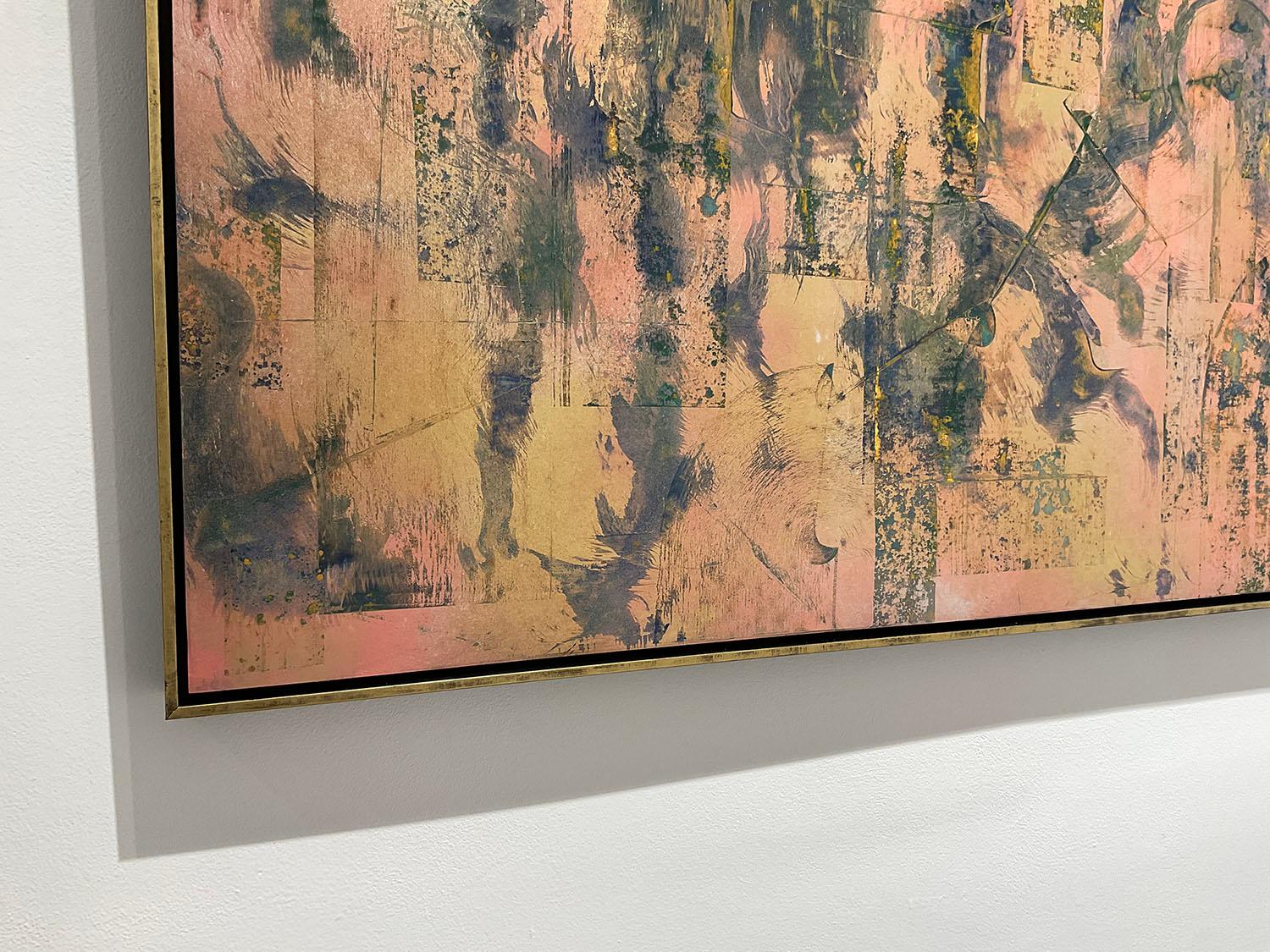 Abstraktes Expressionismus-Gemälde im Pfirsich- und Goldstil von Mind and Matter (Braun), Abstract Drawing, von Bruce Murphy