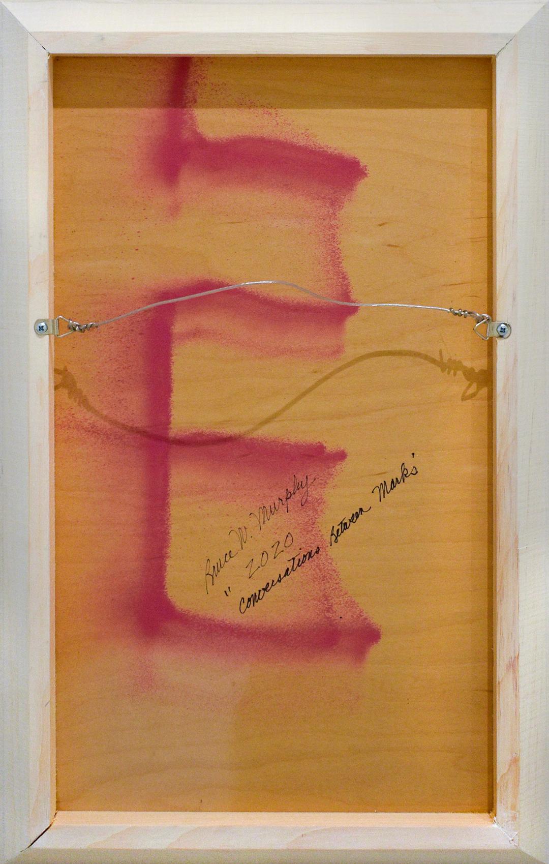 Gespräch zwischen Zeichen (abstraktes blaues Metallic-expressionistisches Gemälde in Blau) (Grau), Abstract Drawing, von Bruce Murphy