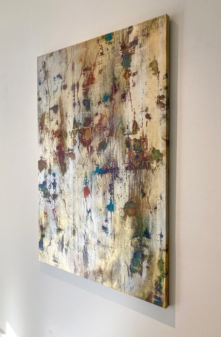 Bruce Murphy Involved and Obscure Silver and Gold Abstract Painting