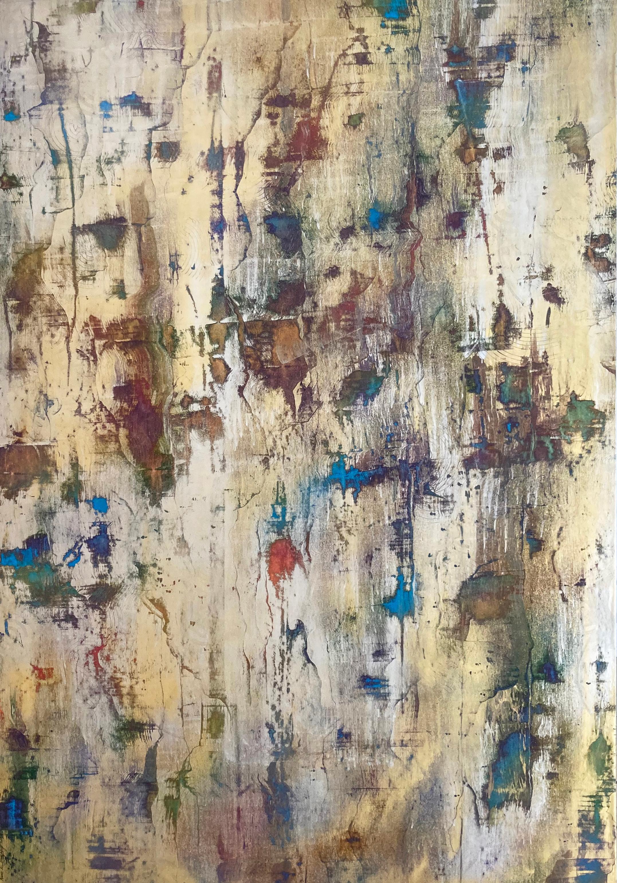 Involved & Obscure: Silver & Gold Abstract Painting with Jewel Tones