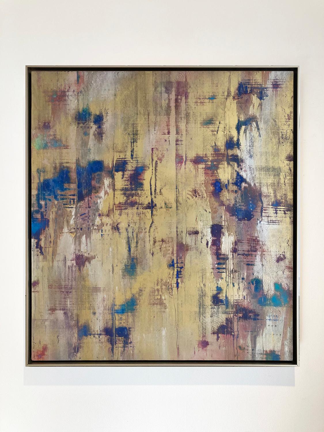 Open & Empty: Abstraktes expressionistisches Gemälde in Silber und Gold mit Juwelentönen (Abstrakter Expressionismus), Art, von Bruce Murphy