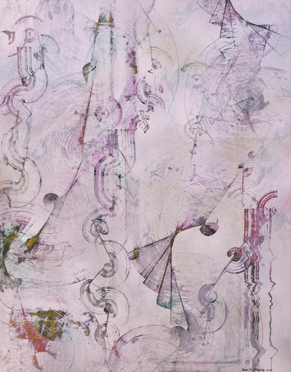 Pink Monday (Abstract Expressionist Painting in Pink, Silver & Violet)