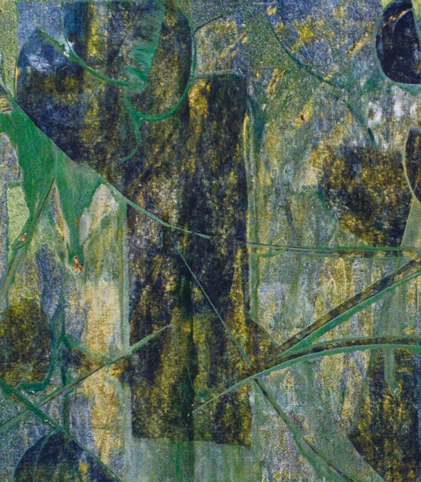 Potenzial der Chance I (Abstraktische expressionistische Malerei in Grün, Blau und Gold) (Abstrakter Expressionismus), Art, von Bruce Murphy