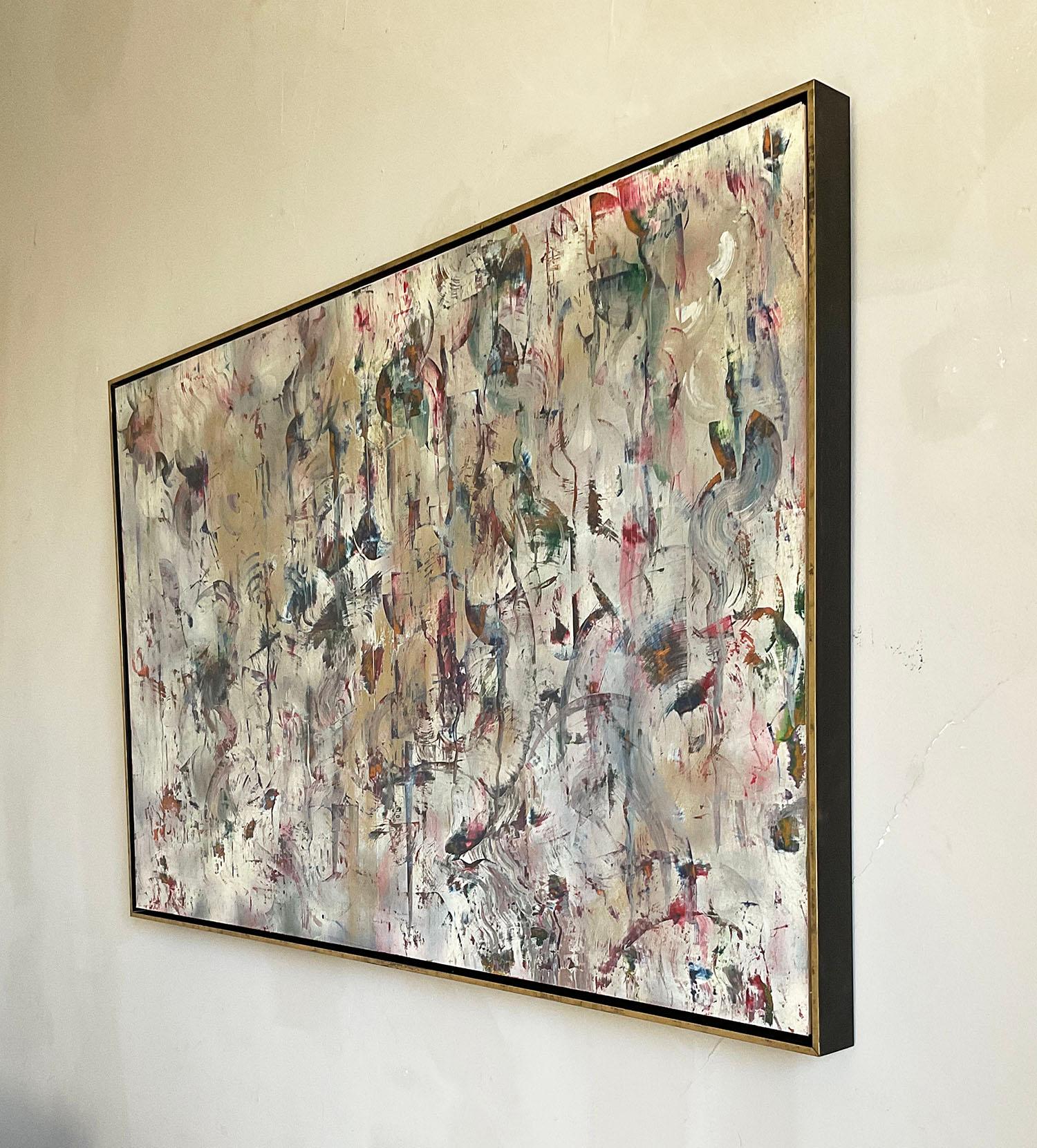 Le rythme des opposés : peinture expressionniste abstraite de Gerhard Richter - Beige Abstract Painting par Bruce Murphy