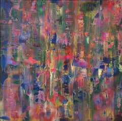 The Rhetoric of Art (Contemporary Colorful Magenta and Blue Abstract  Painting)