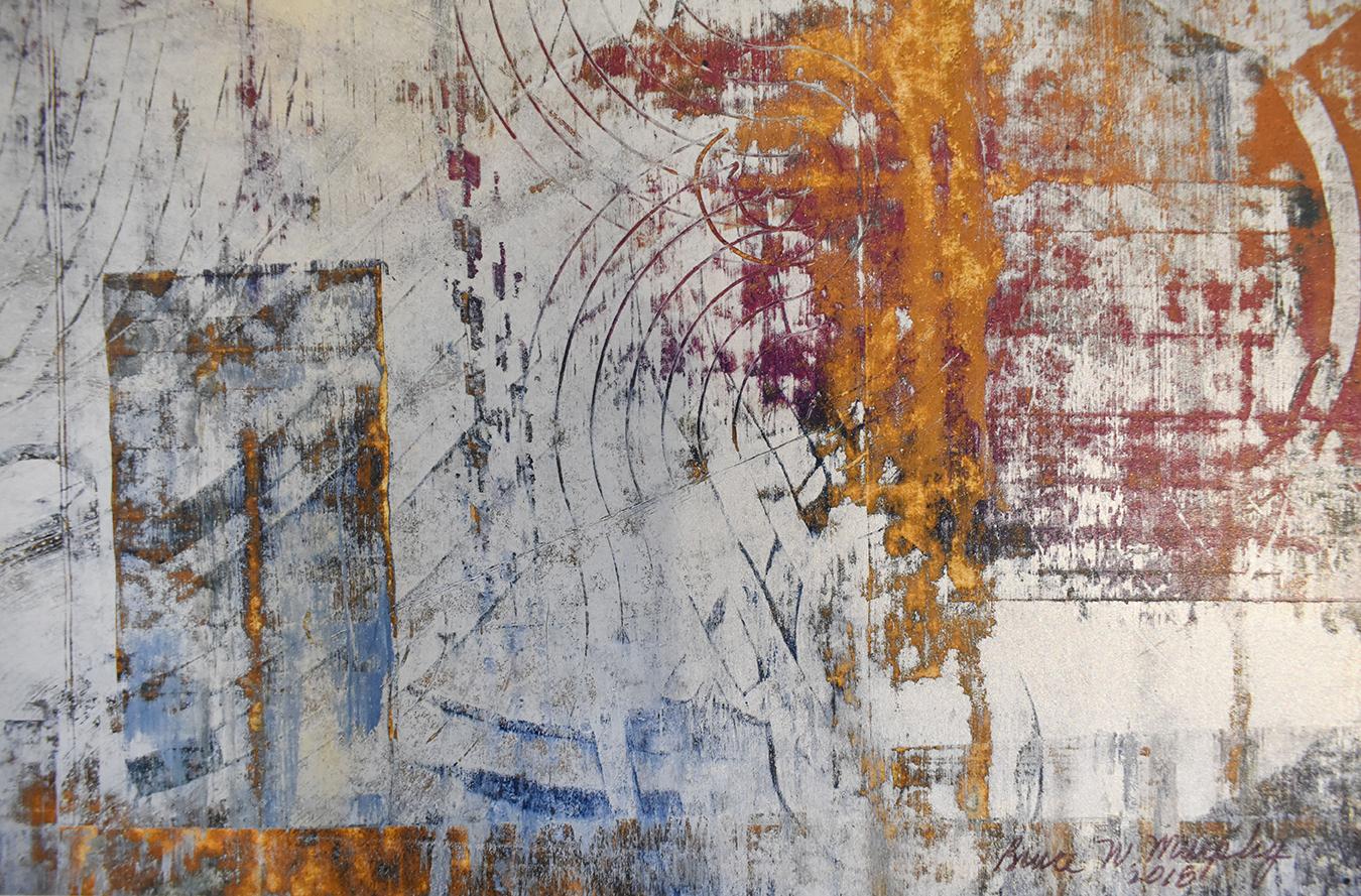 The Silence of Friends (peinture abstraite artistique, émail et poudres métalliques 1