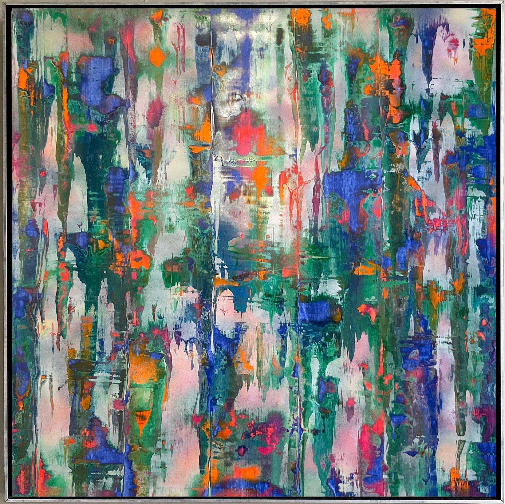 Blau ohne Titel (Gessisches abstraktes Gemälde auf Papier in reich getönter Farbe) (Grau), Abstract Painting, von Bruce Murphy