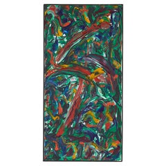 Bruce Myers Pittura astratta di metà secolo originale olio su tela