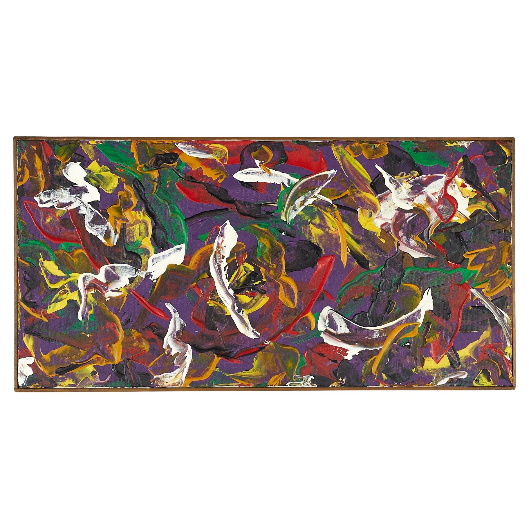 Bruce Myers, huile sur toile abstraite du milieu du siècle dernier