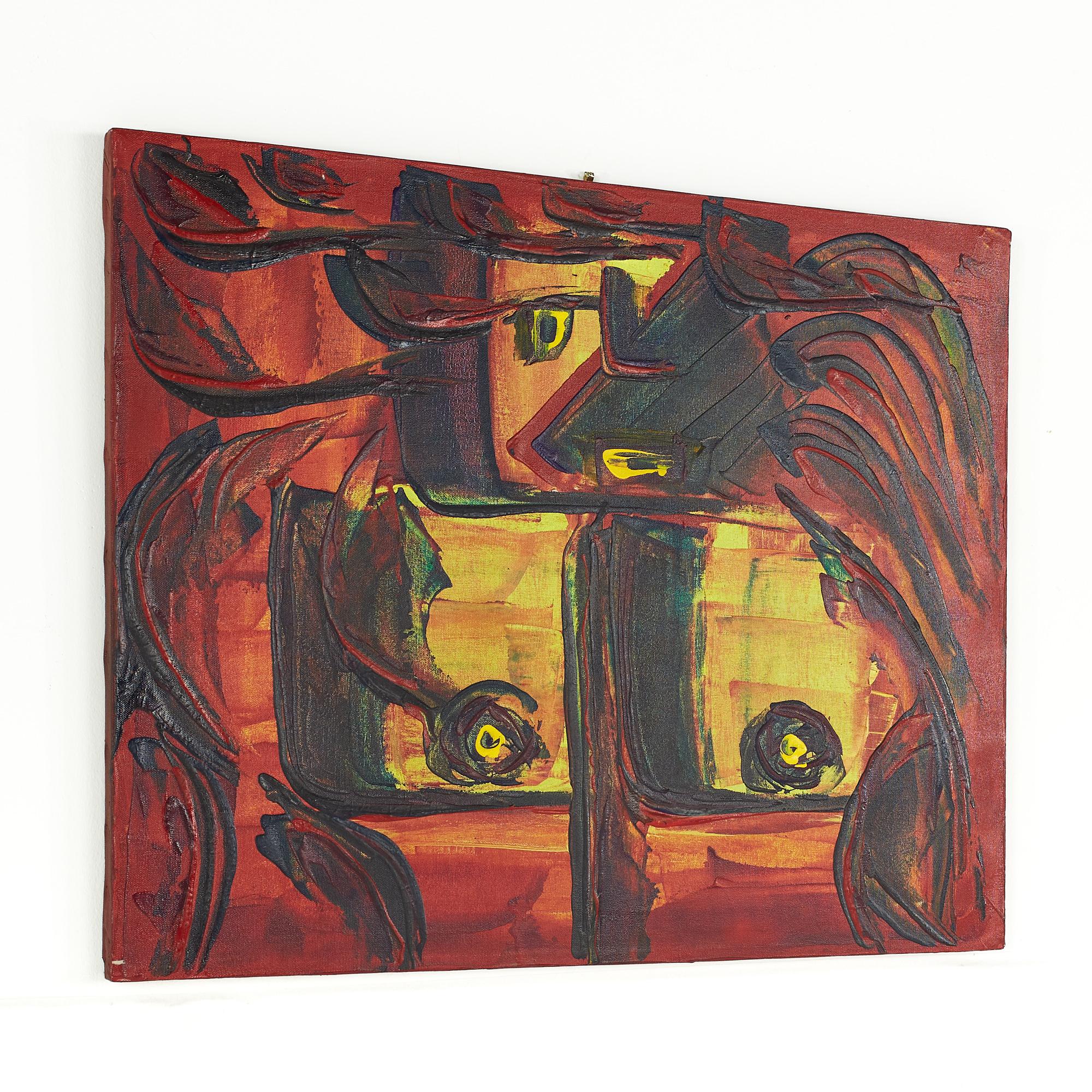 Bruce Myers Mitte des Jahrhunderts abstrakte Original Öl auf Leinwand Gemälde Nr. 5

Dieses Gemälde misst: 22 breit x 0,75 tief x 28 Zoll hoch.

Dieses Gemälde ist in gutem Vintage-Zustand.

Wir machen unsere Fotos in einem Studio mit