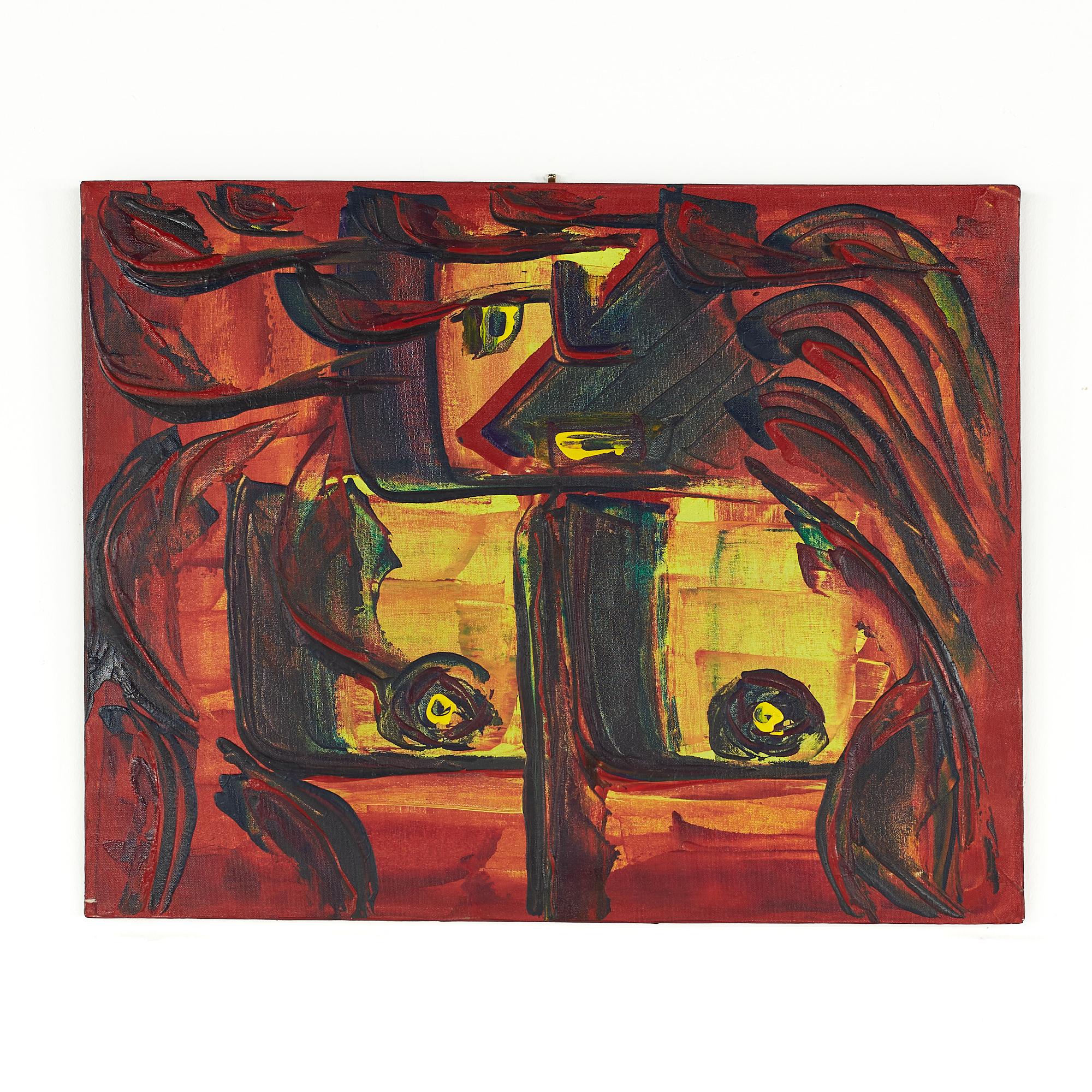 Mid-Century Modern Bruce Myers - Peinture originale abstraite du milieu du siècle - Huile sur toile n° 5 en vente