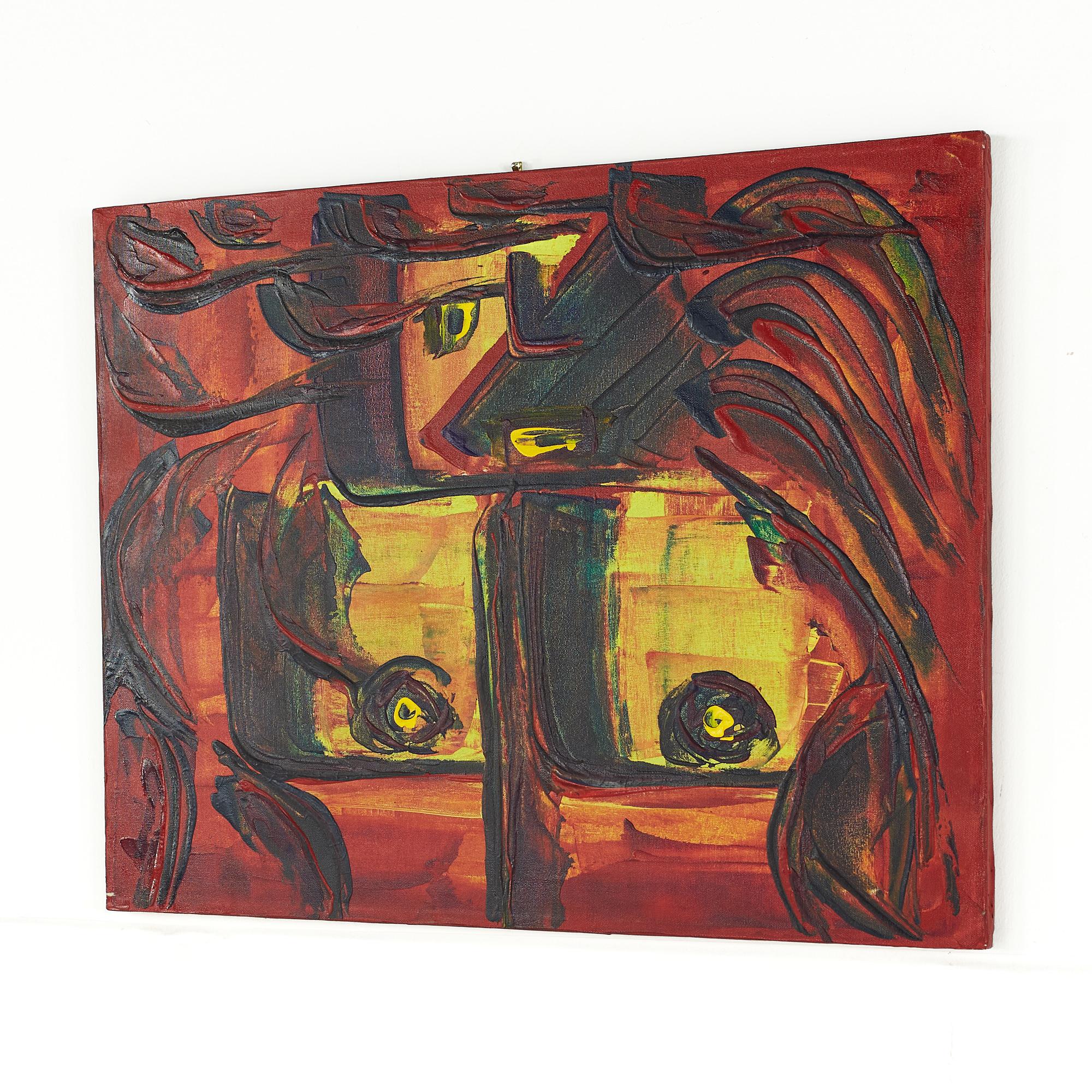 Américain Bruce Myers - Peinture originale abstraite du milieu du siècle - Huile sur toile n° 5 en vente