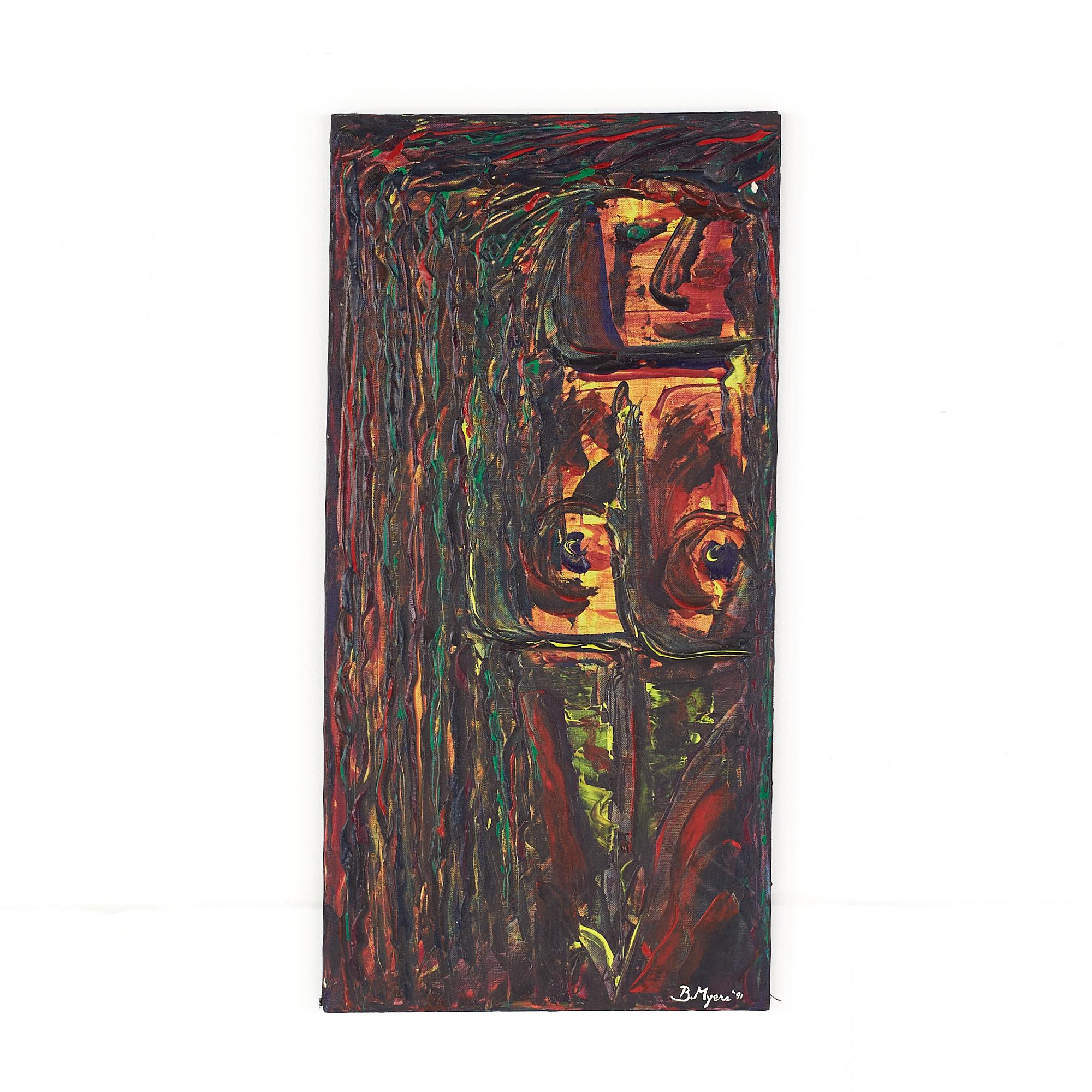 Mid-Century Modern Bruce Myers - Huile sur toile abstraite originale du milieu du siècle signée en vente