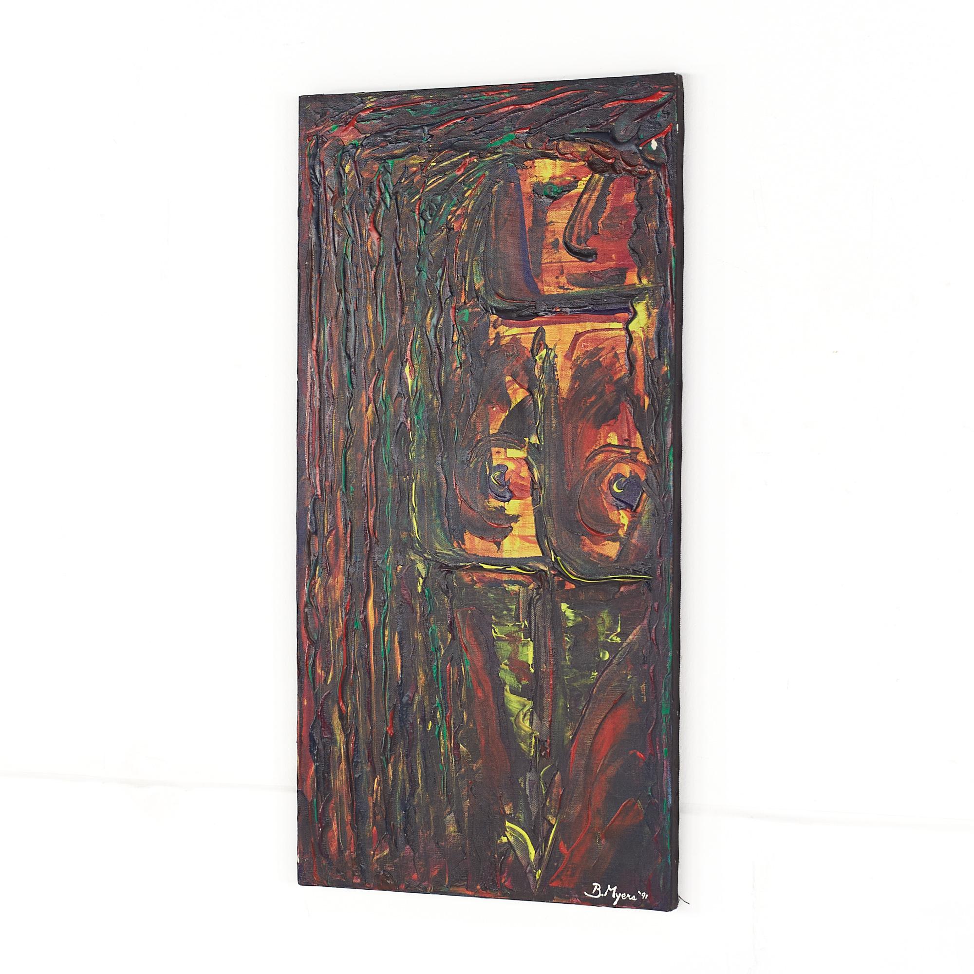 Américain Bruce Myers - Huile sur toile abstraite originale du milieu du siècle signée en vente