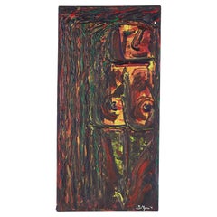Bruce Myers Abstracto de mediados de siglo Firmado Óleo original sobre lienzo