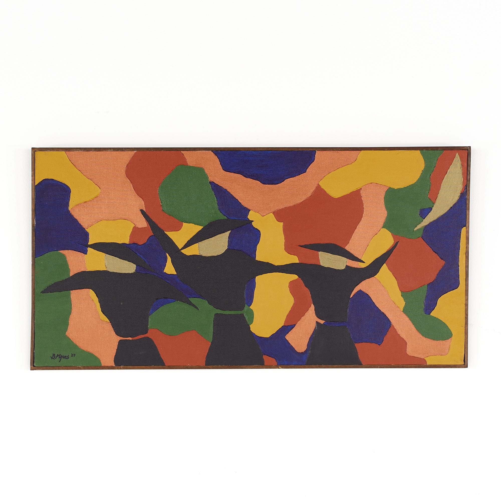 Abstraktes Original-Gemälde, Öl auf Leinwand, signiert von Bruce Myers, Mitte des Jahrhunderts (Moderne der Mitte des Jahrhunderts) im Angebot