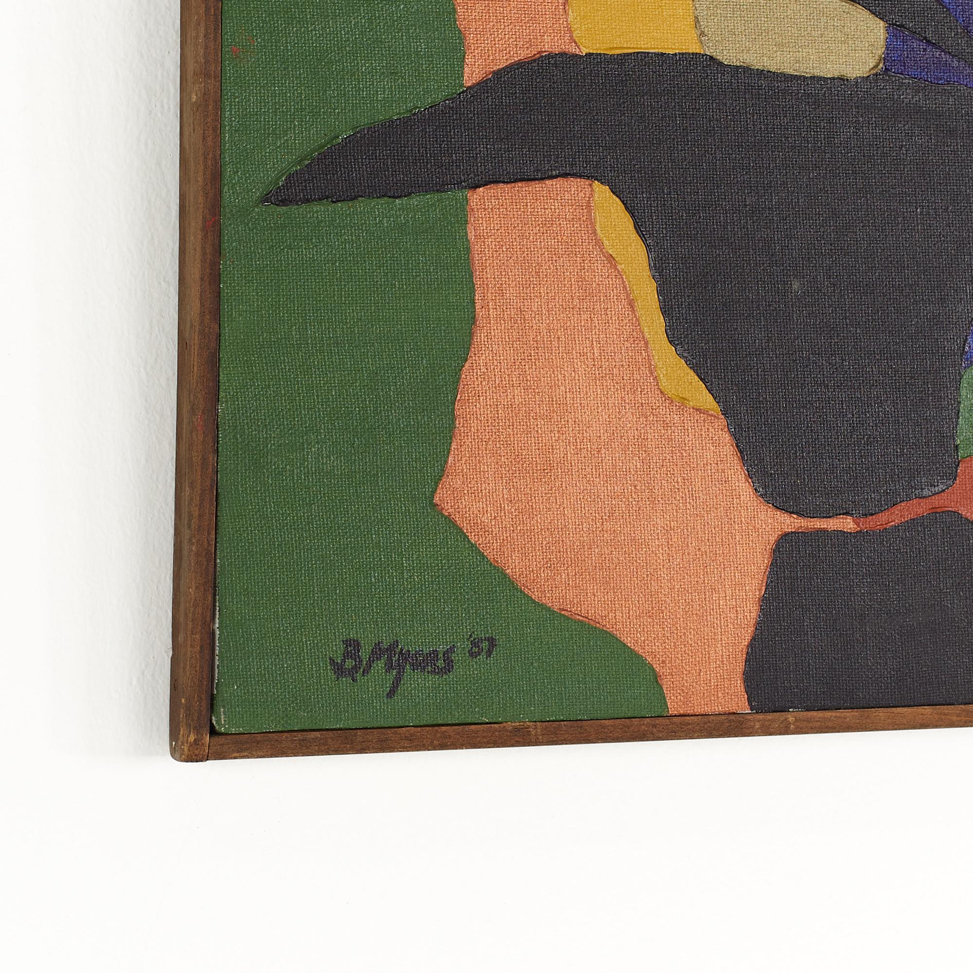 Bruce Myers - Peinture abstraite originale à l'huile sur toile signée du milieu du siècle dernier Bon état - En vente à Countryside, IL
