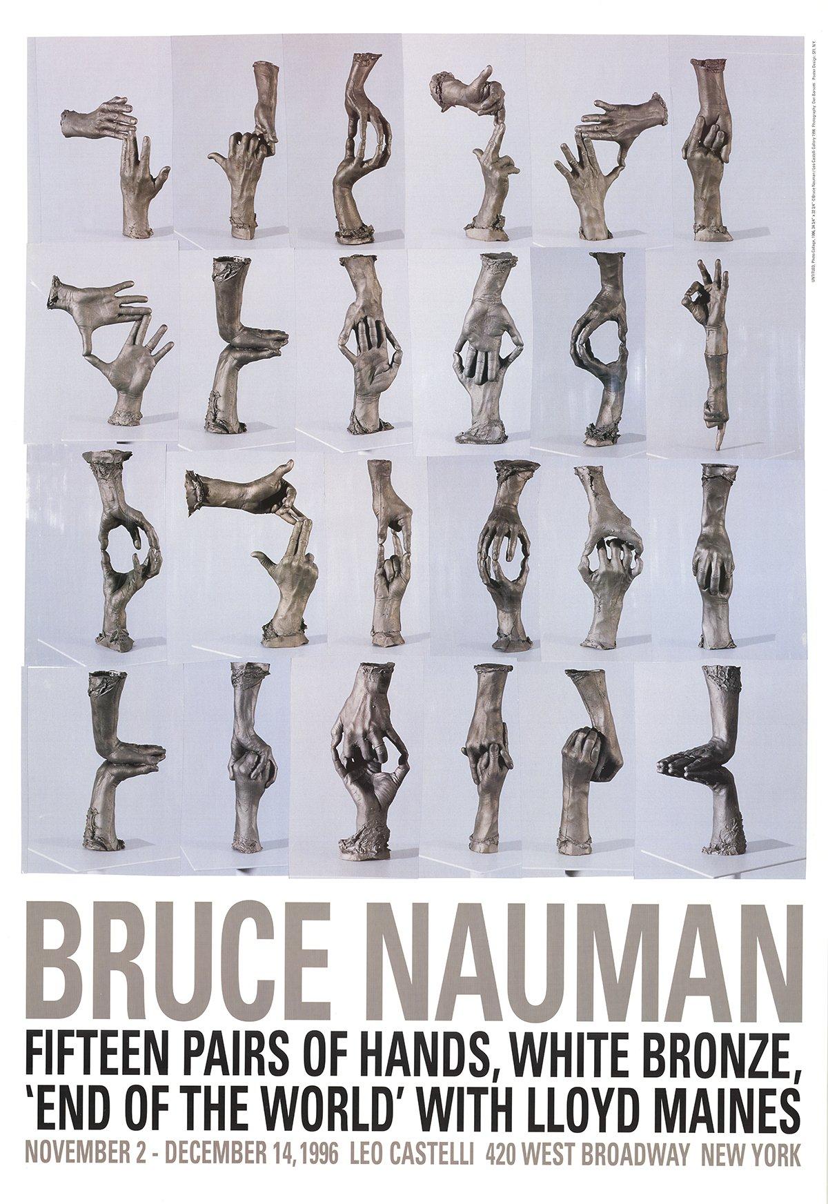 Paper Size: 36.5 x 25 inches ( 92.71 x 63.5 cm )
 Image Size: 29 x 25 inches ( 73.66 x 63.5 cm )
 Framed: No
 Condition: A-: Near Mint, very light signs of handling
 
 Additional Details: Original exhibition poster by Bruce Nauman introducing his