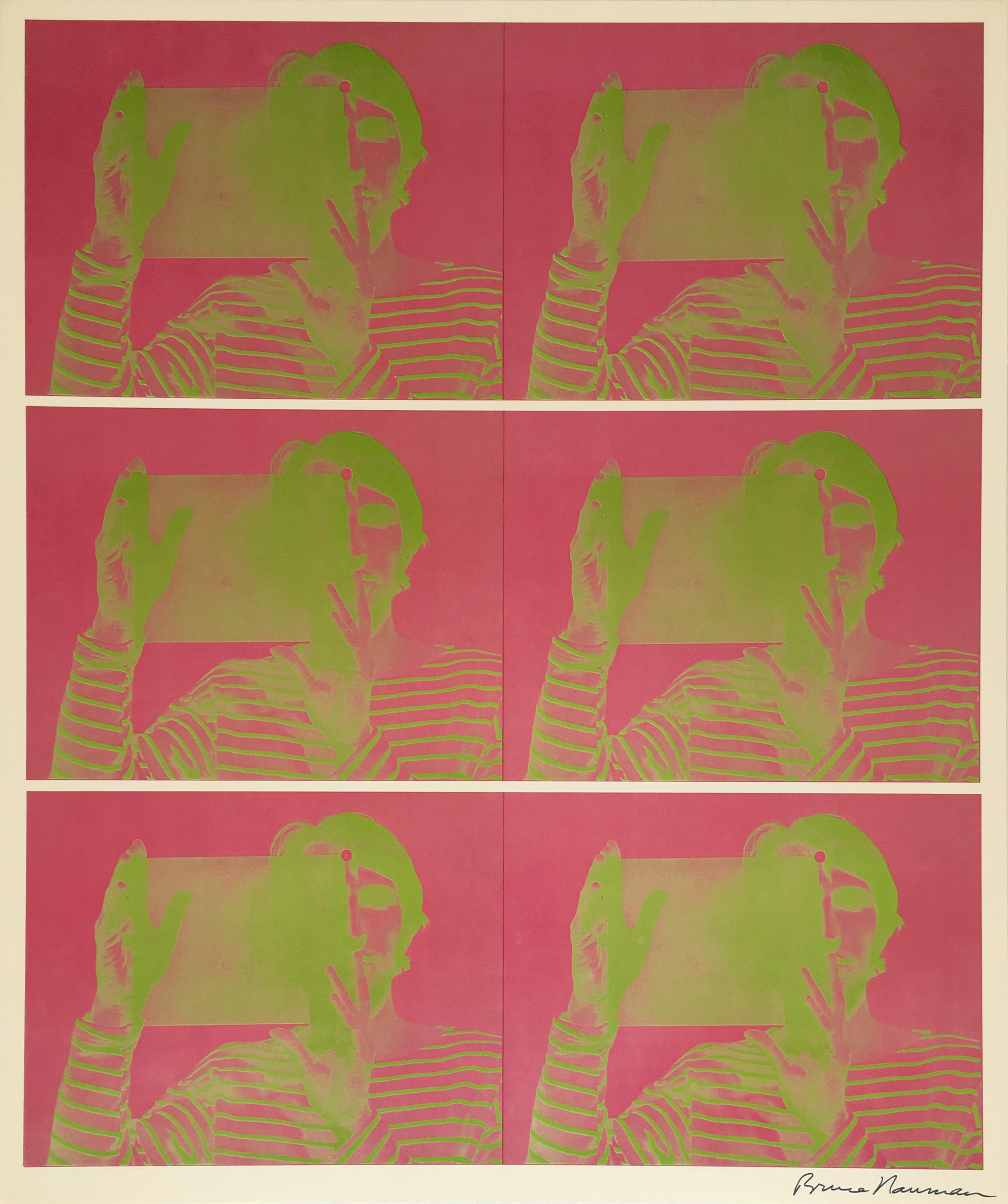 Bruce Nauman
Untitled (lithographie en deux couleurs, publiée à l'occasion de l'exposition "Bruce Nauman : Hologrammes, Videotapes, and Other Works"), Leo Castelli, 1969
Lithographie
24 x 20 pouces
Signé