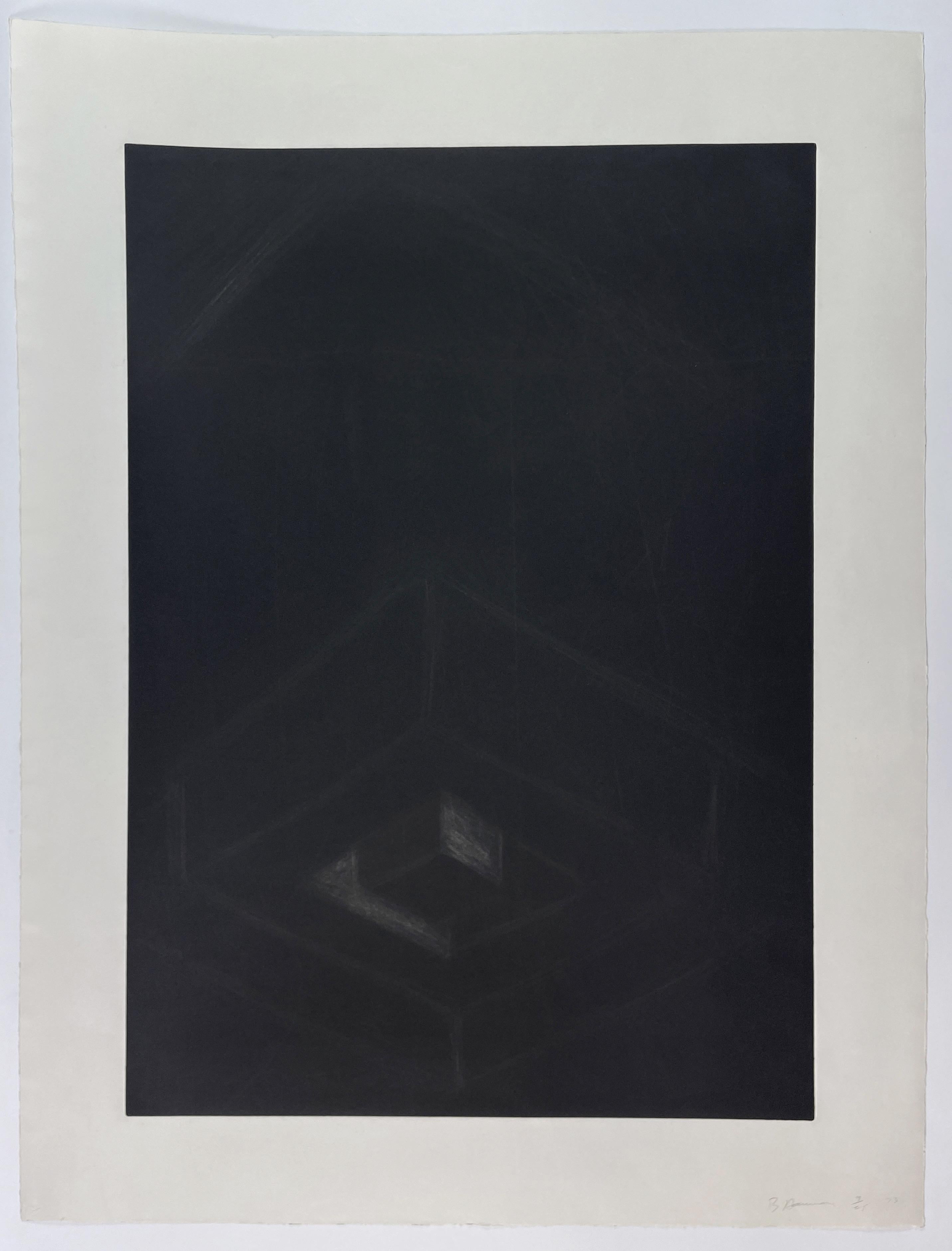 Untitled de Bruce Nauman gravure abstraite à la pointe sèche en noir et blanc 70s