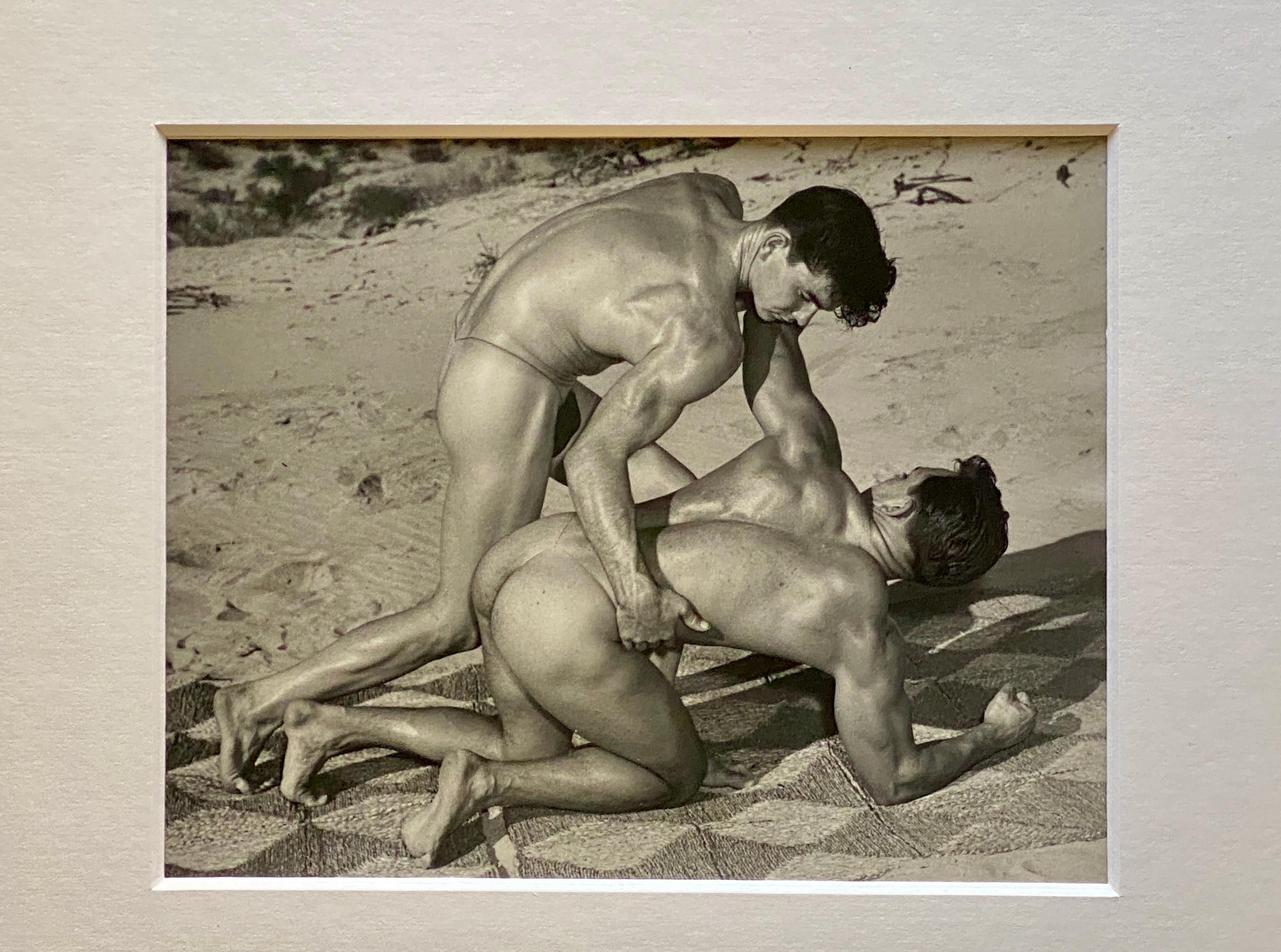 Mid-Century Modern Bruce of Los Angeles Rare Male Duo Studio Stamped Orig B&W  1950s Photograph For Sale